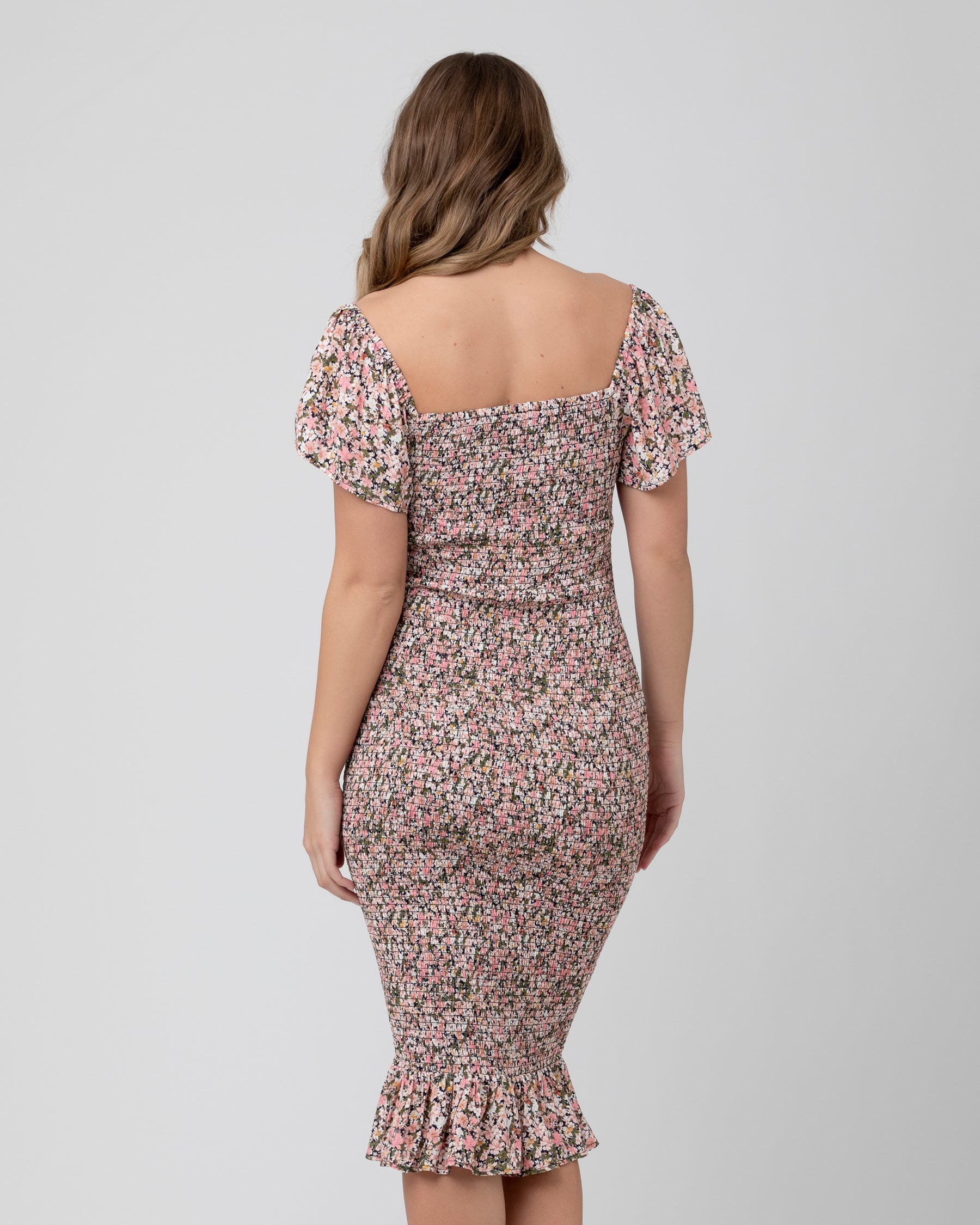 Sophia Shirred Dress . Black