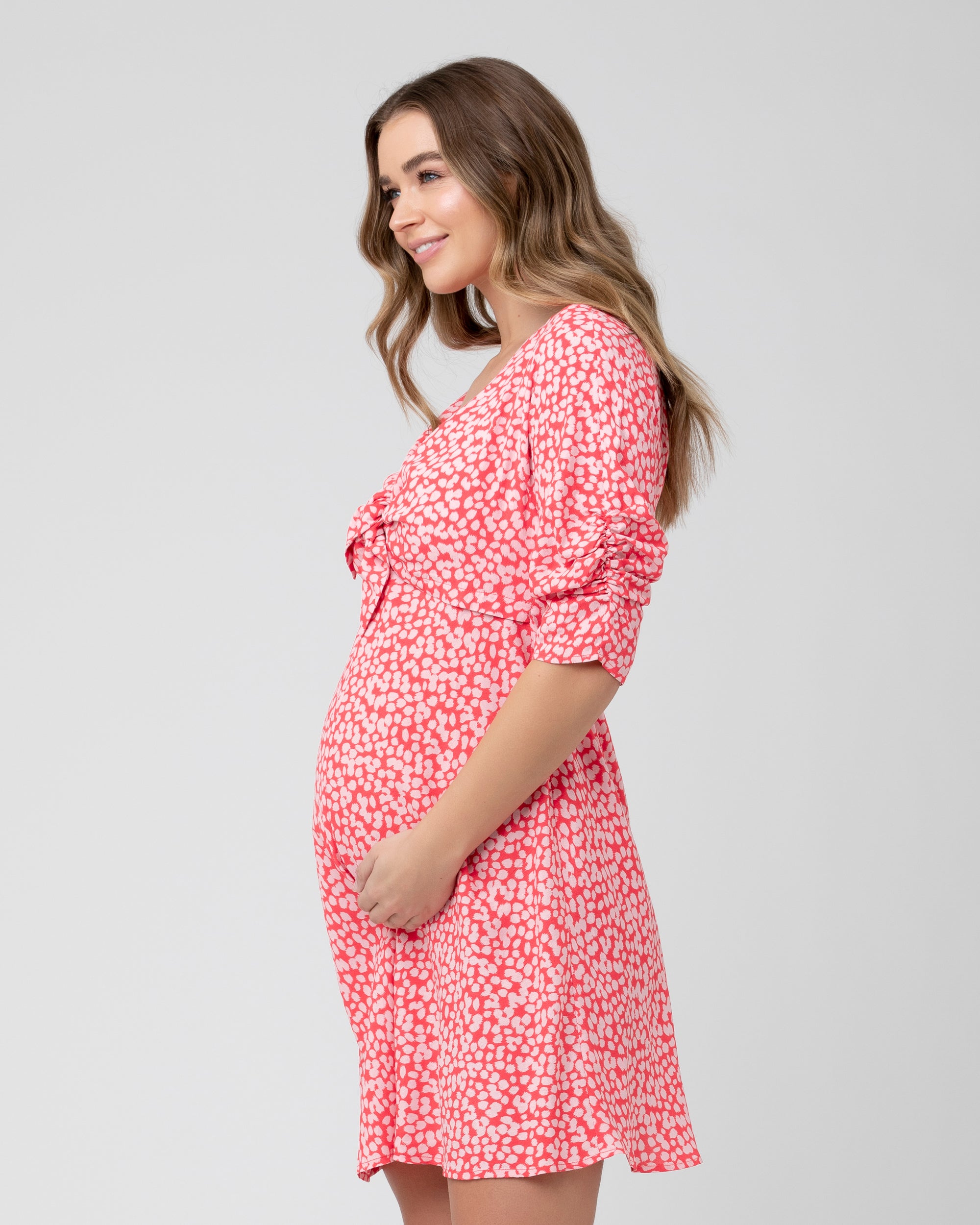 Harriet Tie Front Dress Red / Lilac