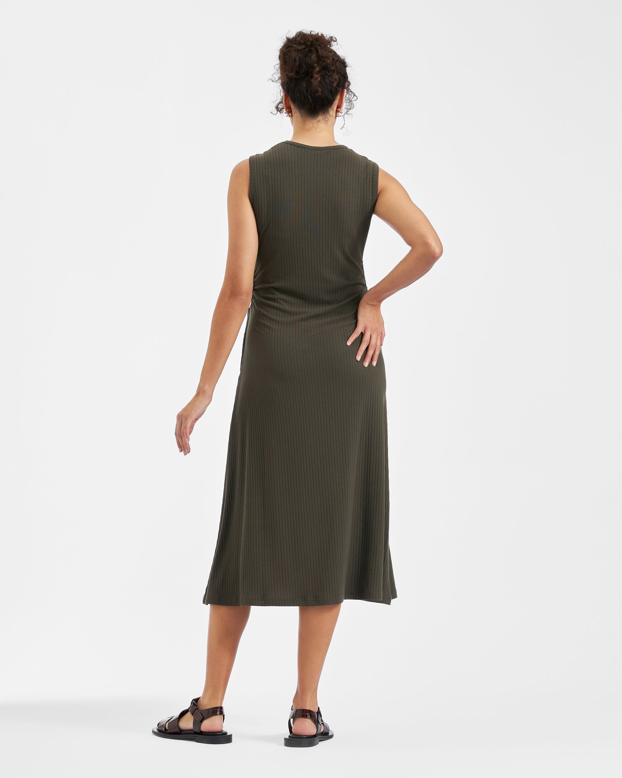 Carol Rib A-line Dress Khaki