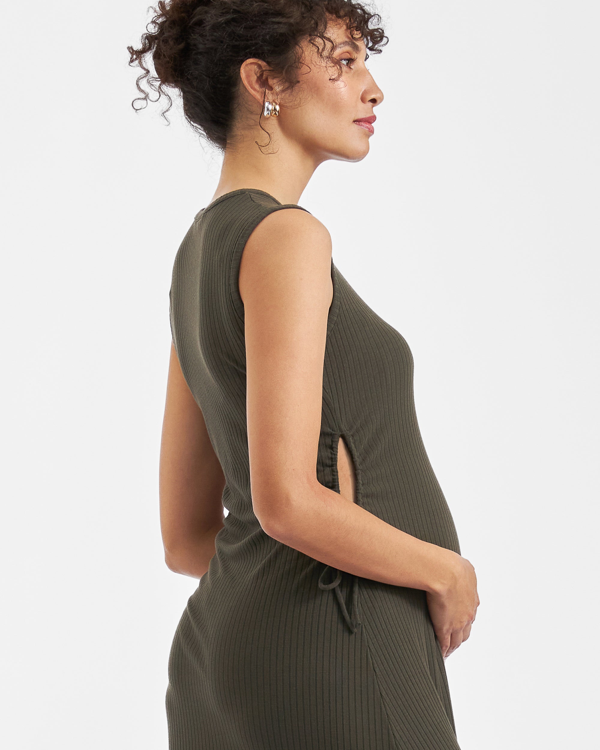 Carol Rib A-line Dress Khaki