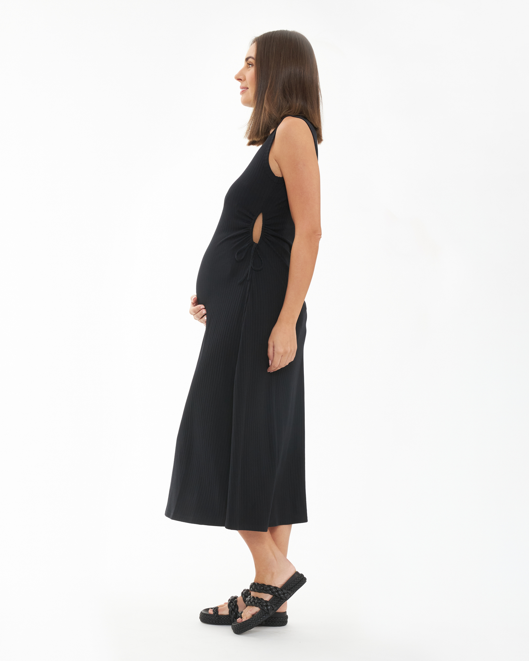 Carol Rib A-line Dress Black