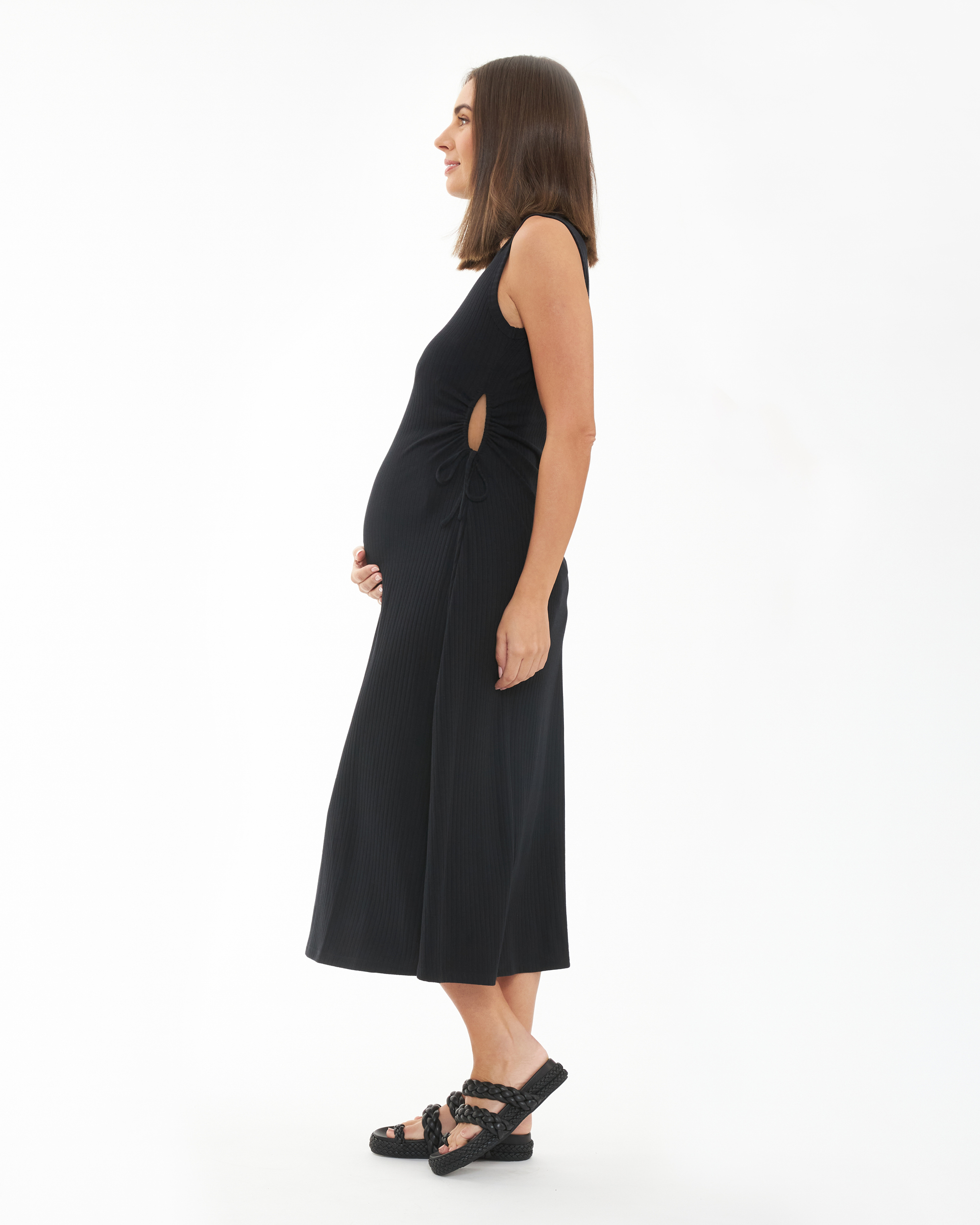 Carol Rib A-line Dress  Black