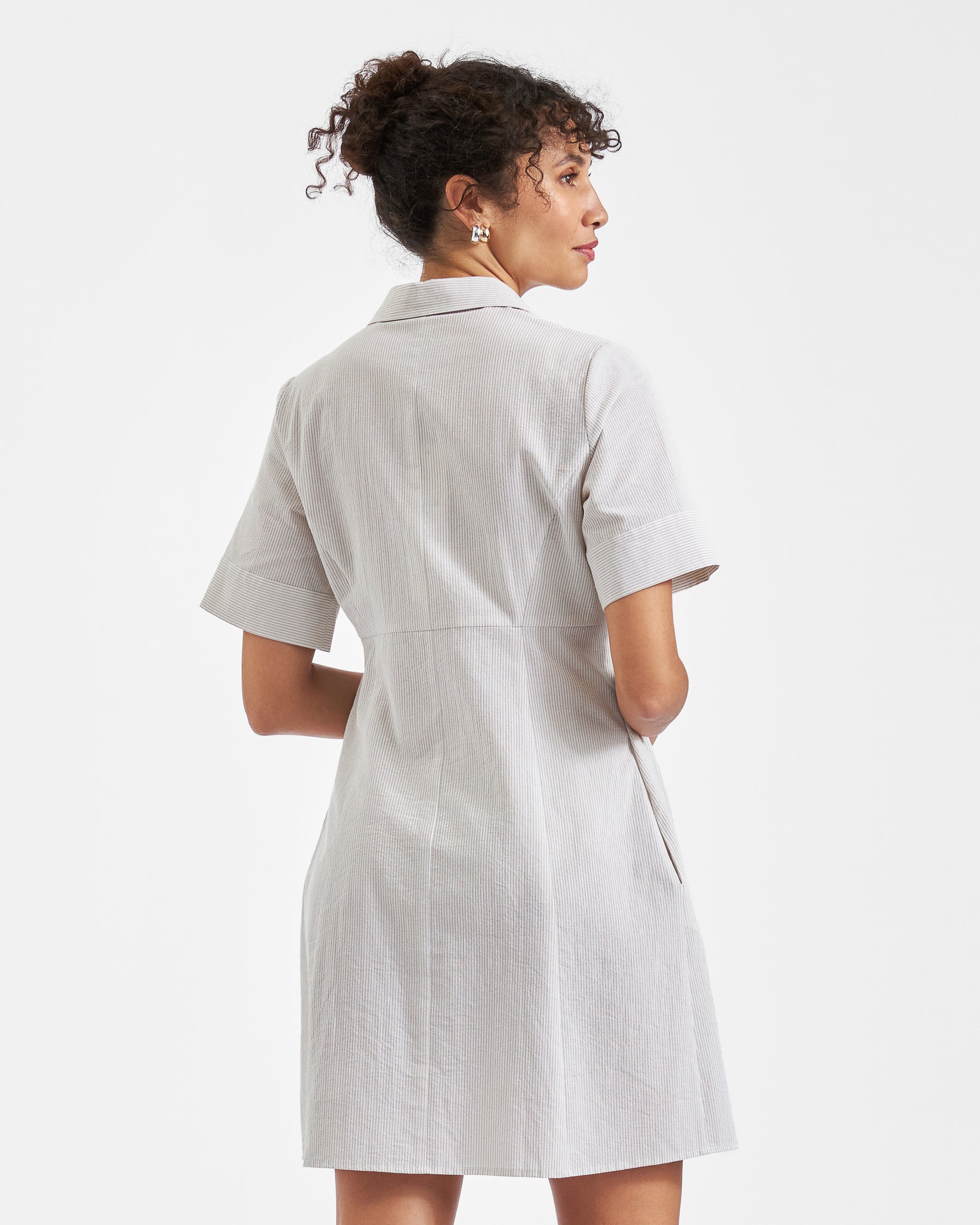 Bronte Tie Up Dress Natural /White