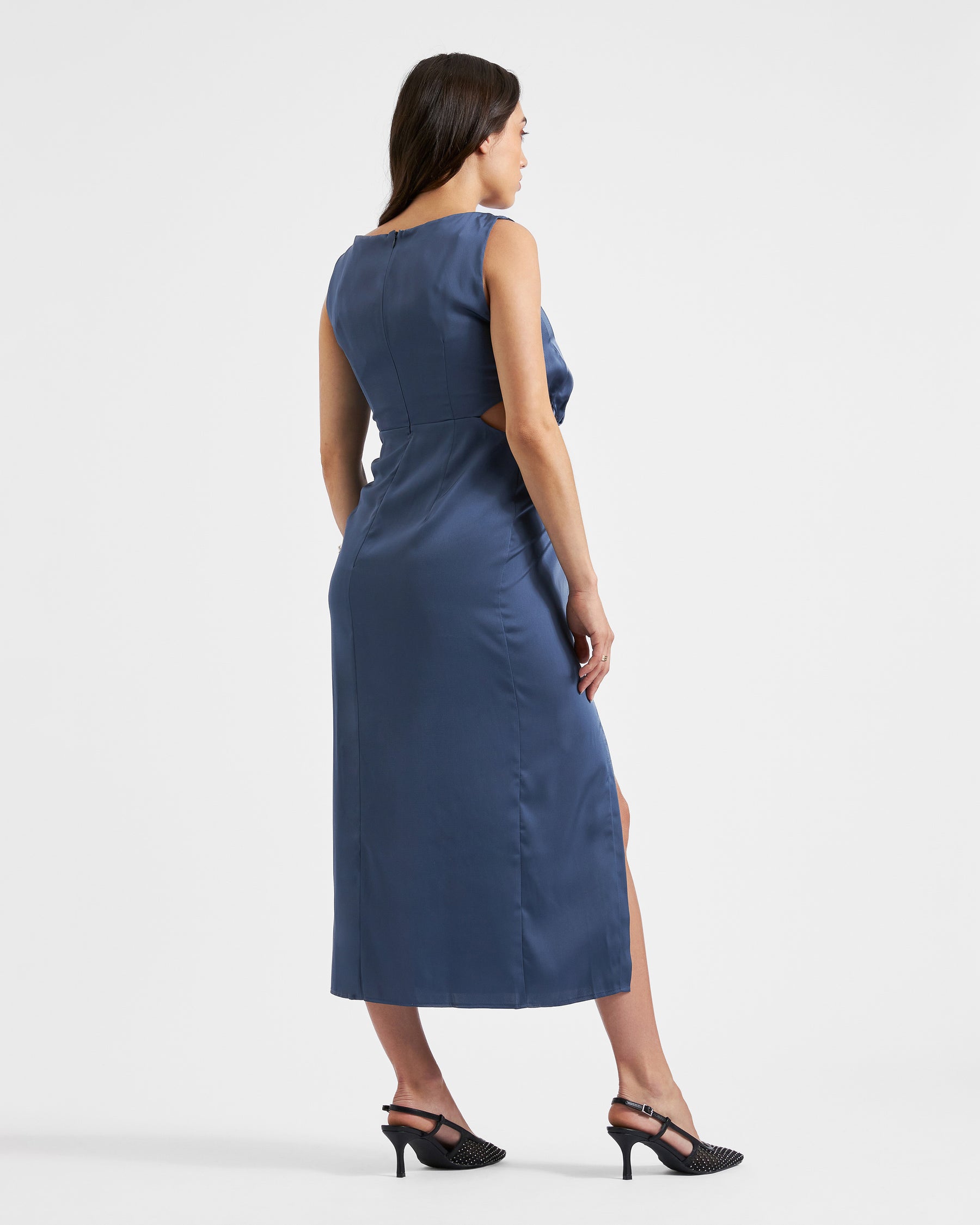 Chantell Side Twist Dress Washed Indigo