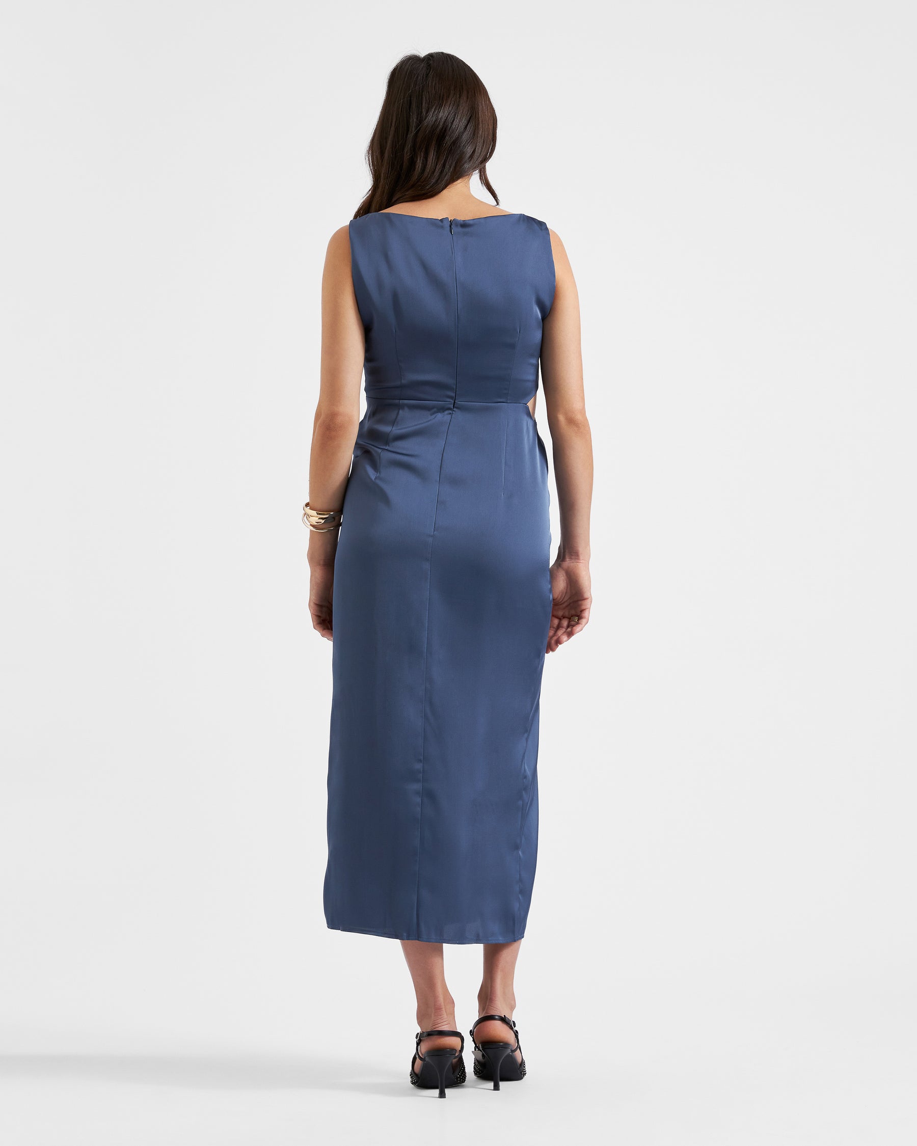 Chantell Side Twist Dress Washed Indigo
