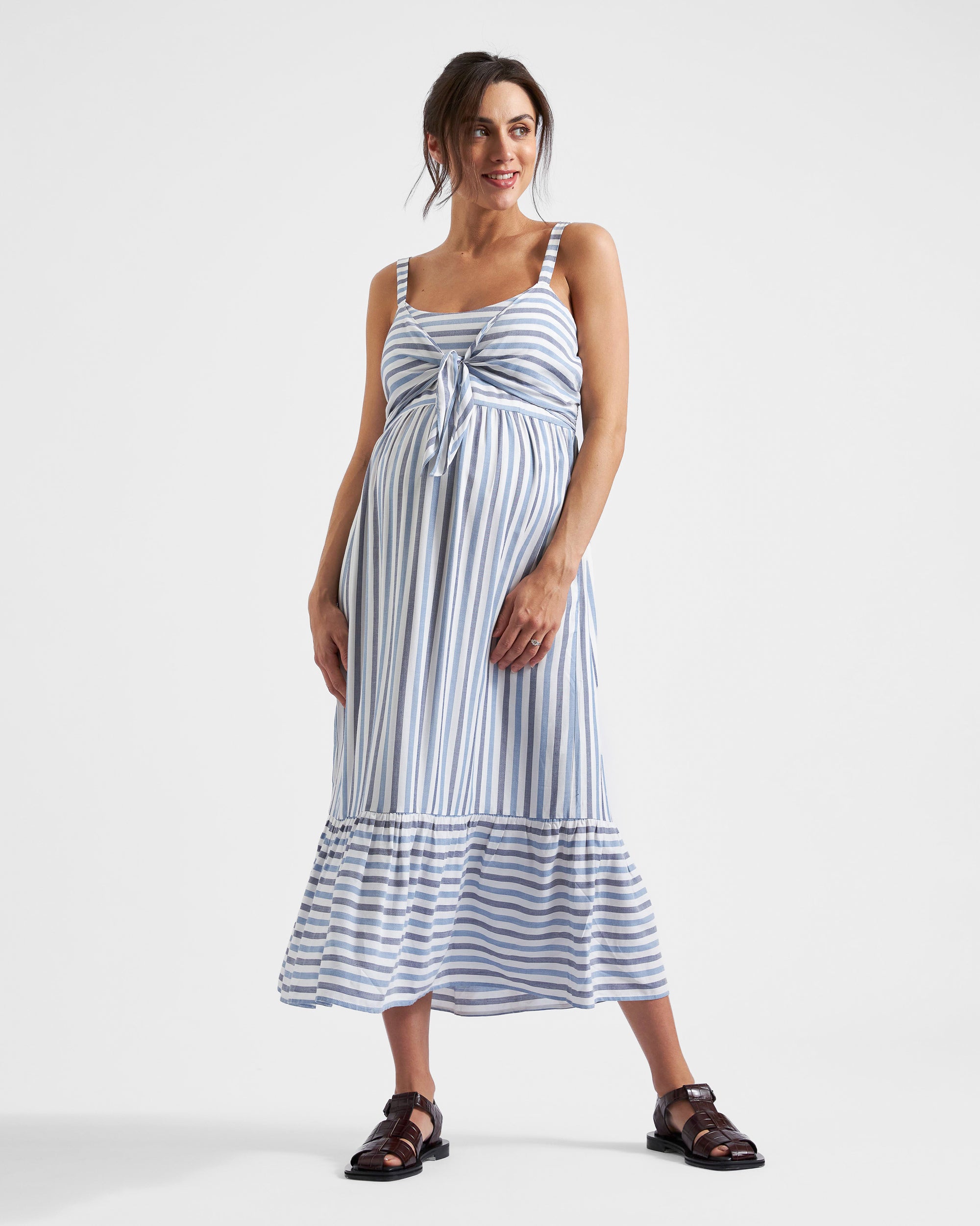 Lana Tie Front Dress Sky Blue / Navy / White