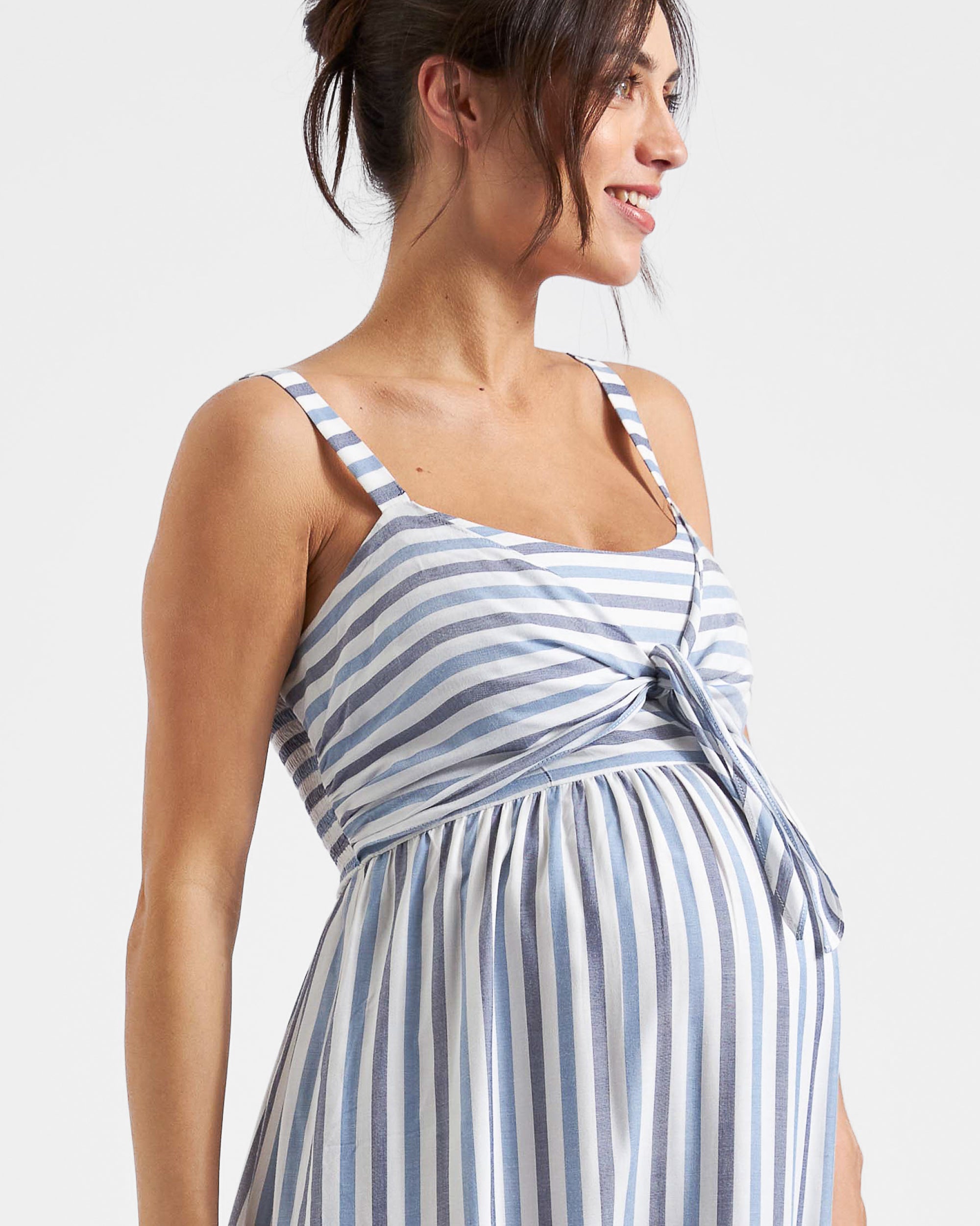 Lana Tie Front Dress Sky Blue / Navy / White