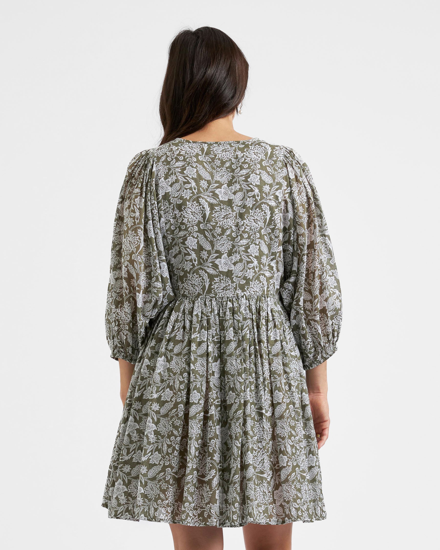 Cali Nursing Dress Olive / White
