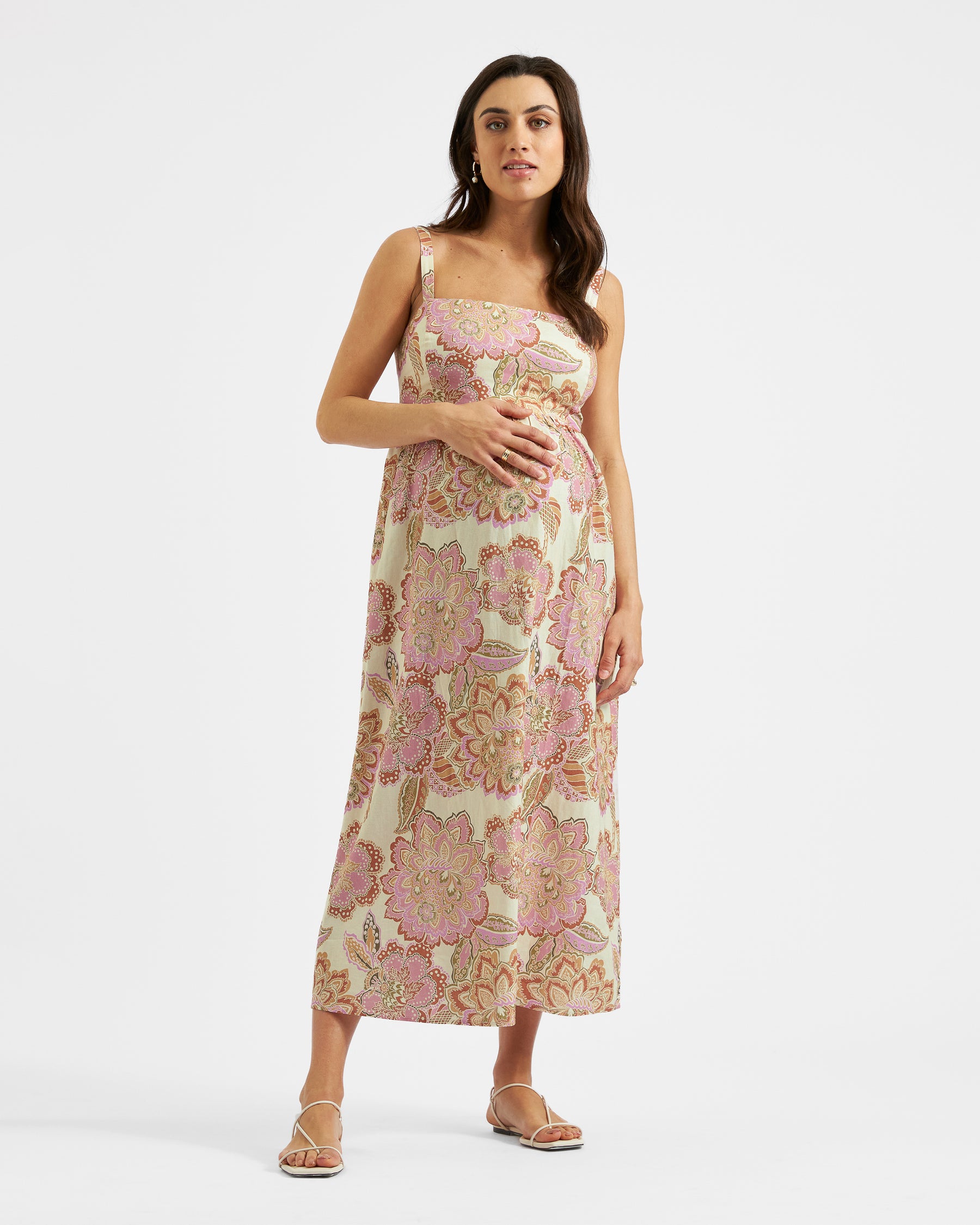 Hope Tie Back Linen Dress Natural
