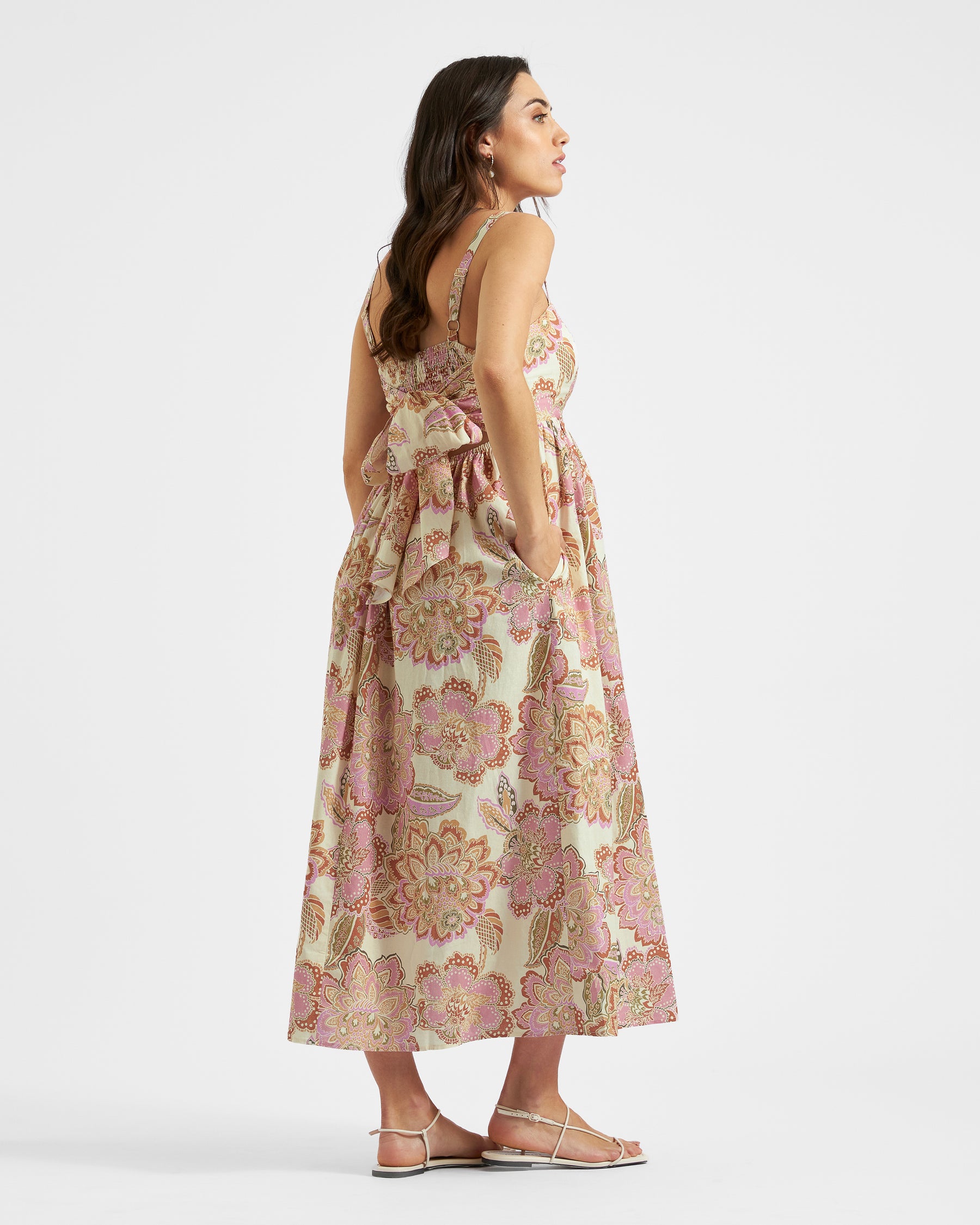 Hope Tie Back Linen Dress Natural