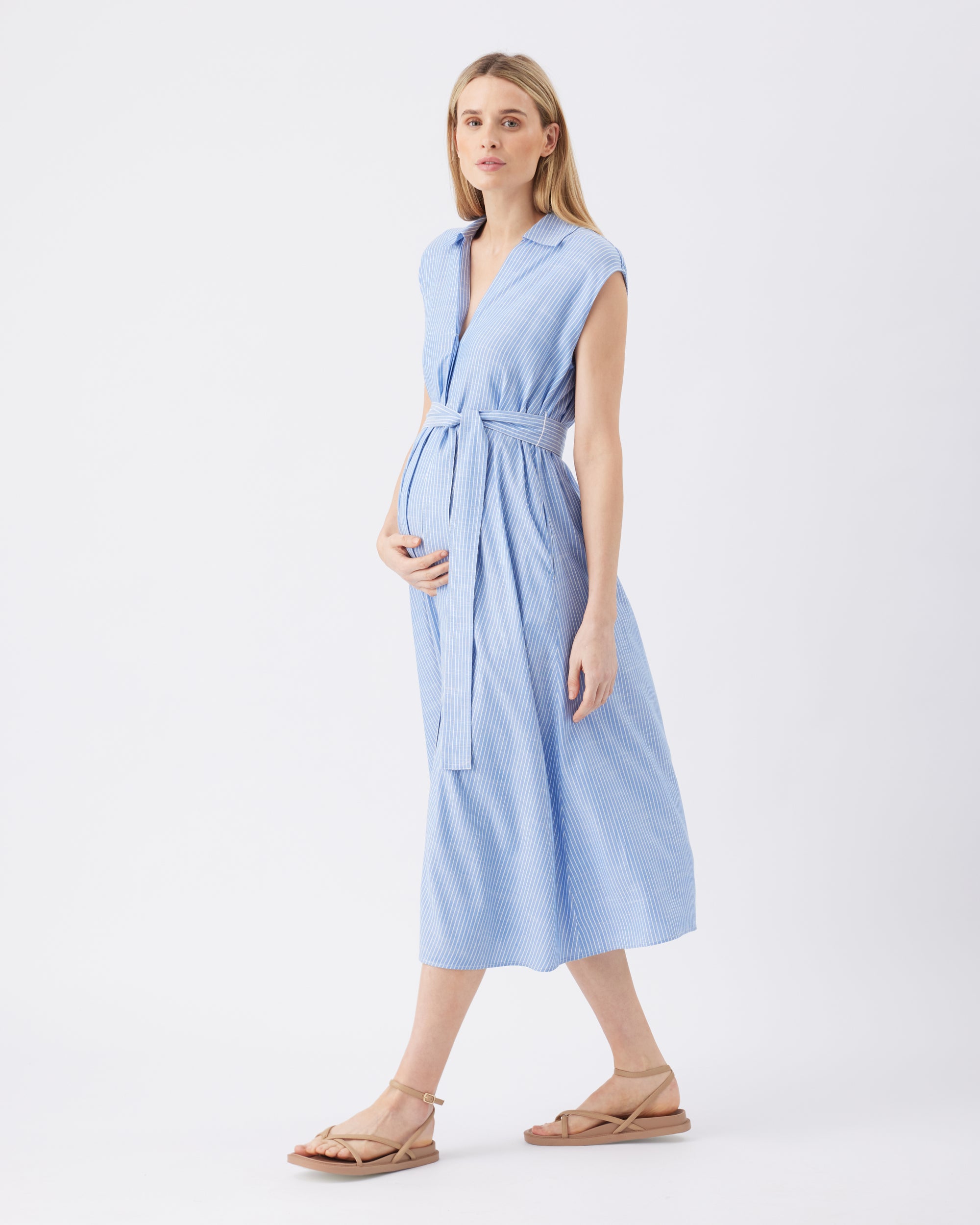 Abby Stripe Shirt Dress Blue / White