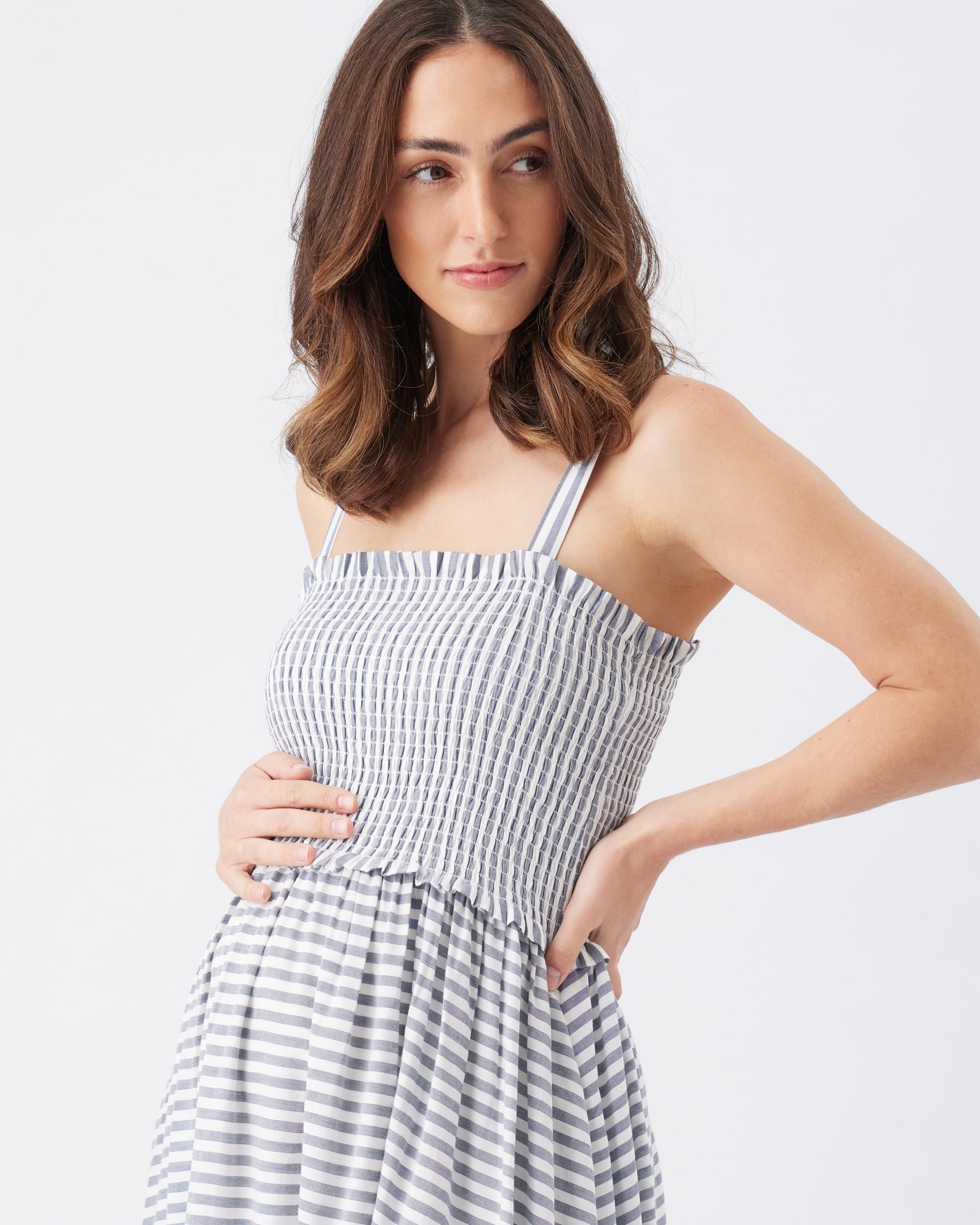 Sofia Stripe Dress Indigo / White