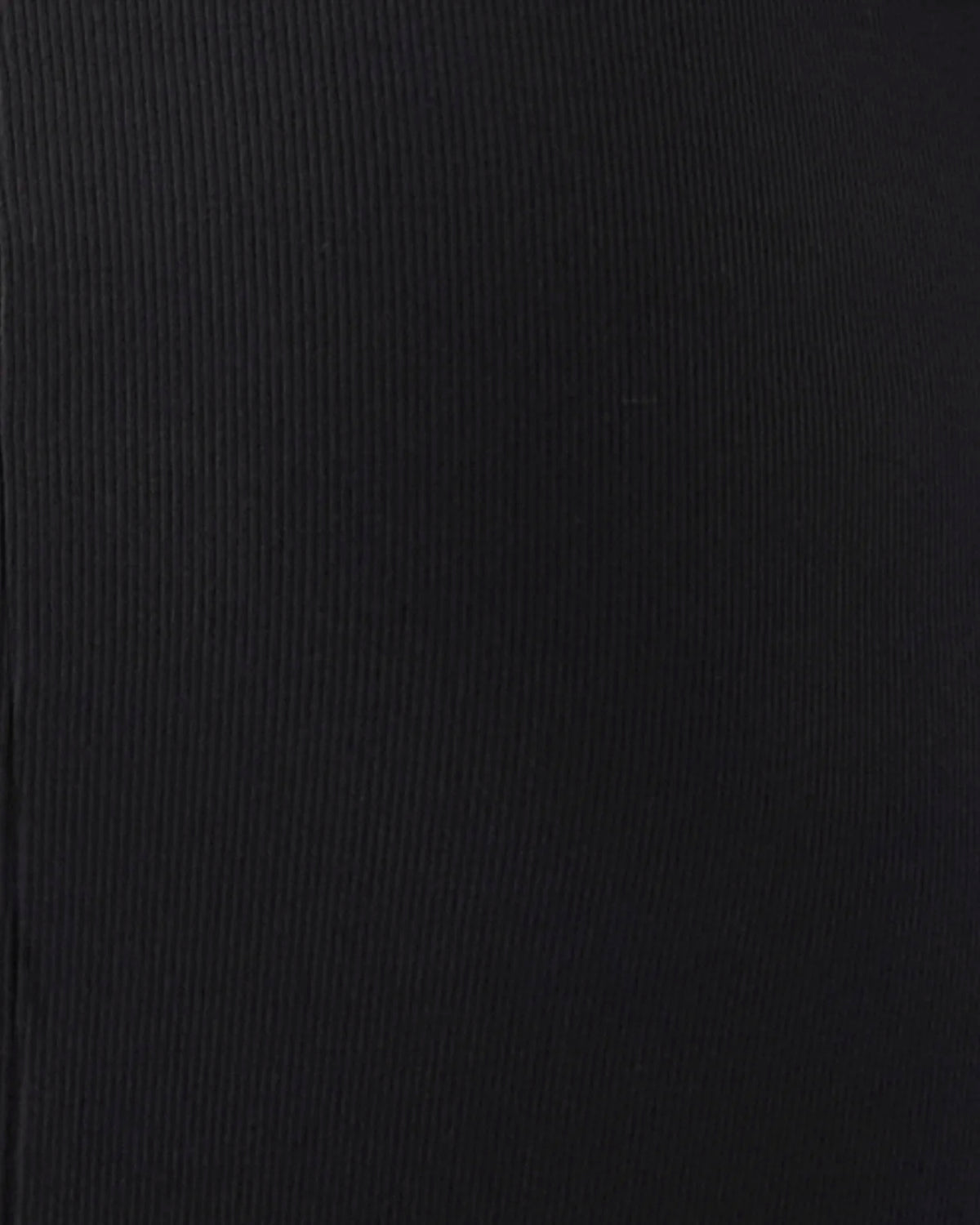 A close-up of a black ribbed fabric texture, showing fine vertical ridges.