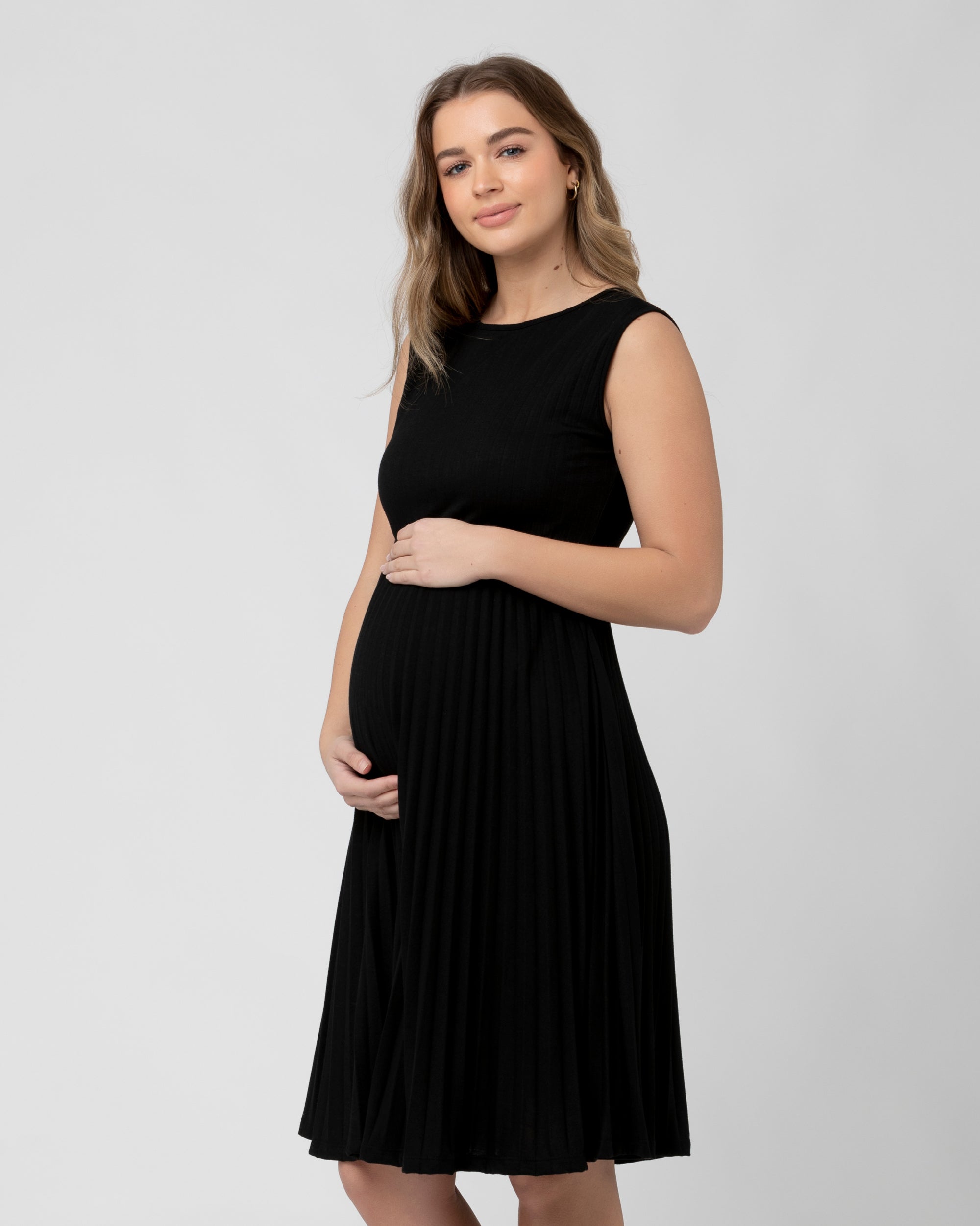 Knife Pleat Dress Black