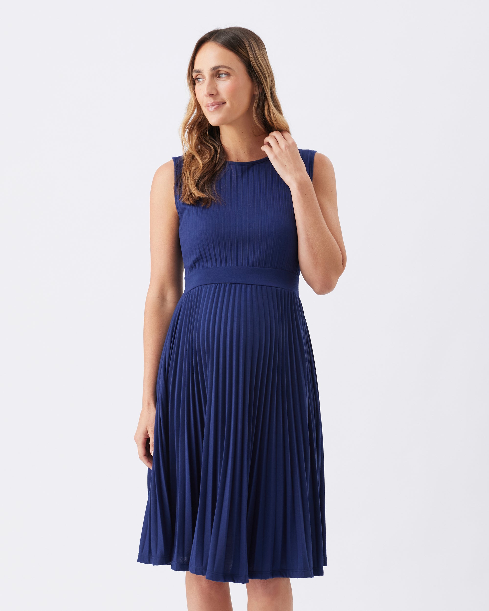Knife Pleat Dress - Round Neck