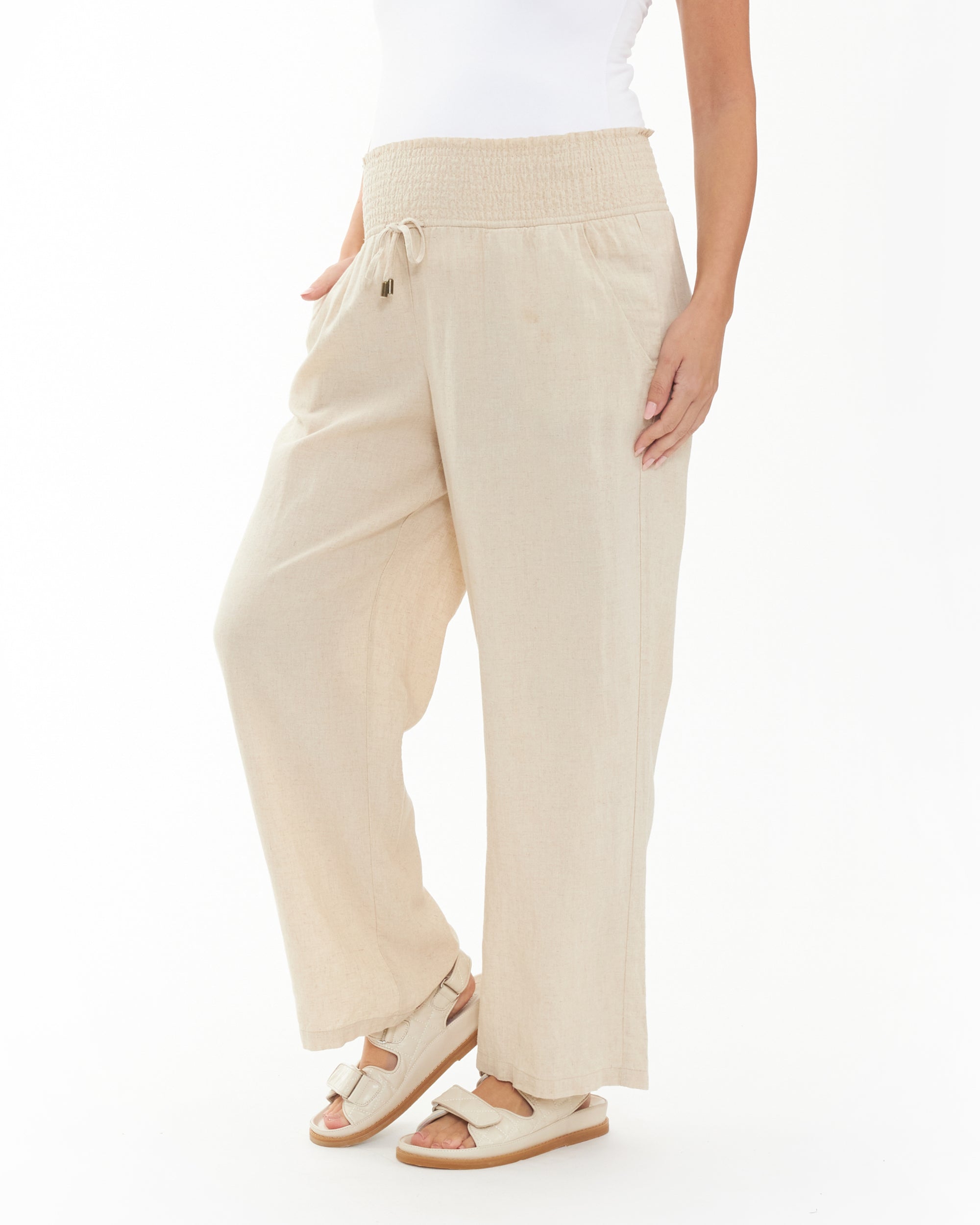 Indi Wide Leg Linen Pant Natural