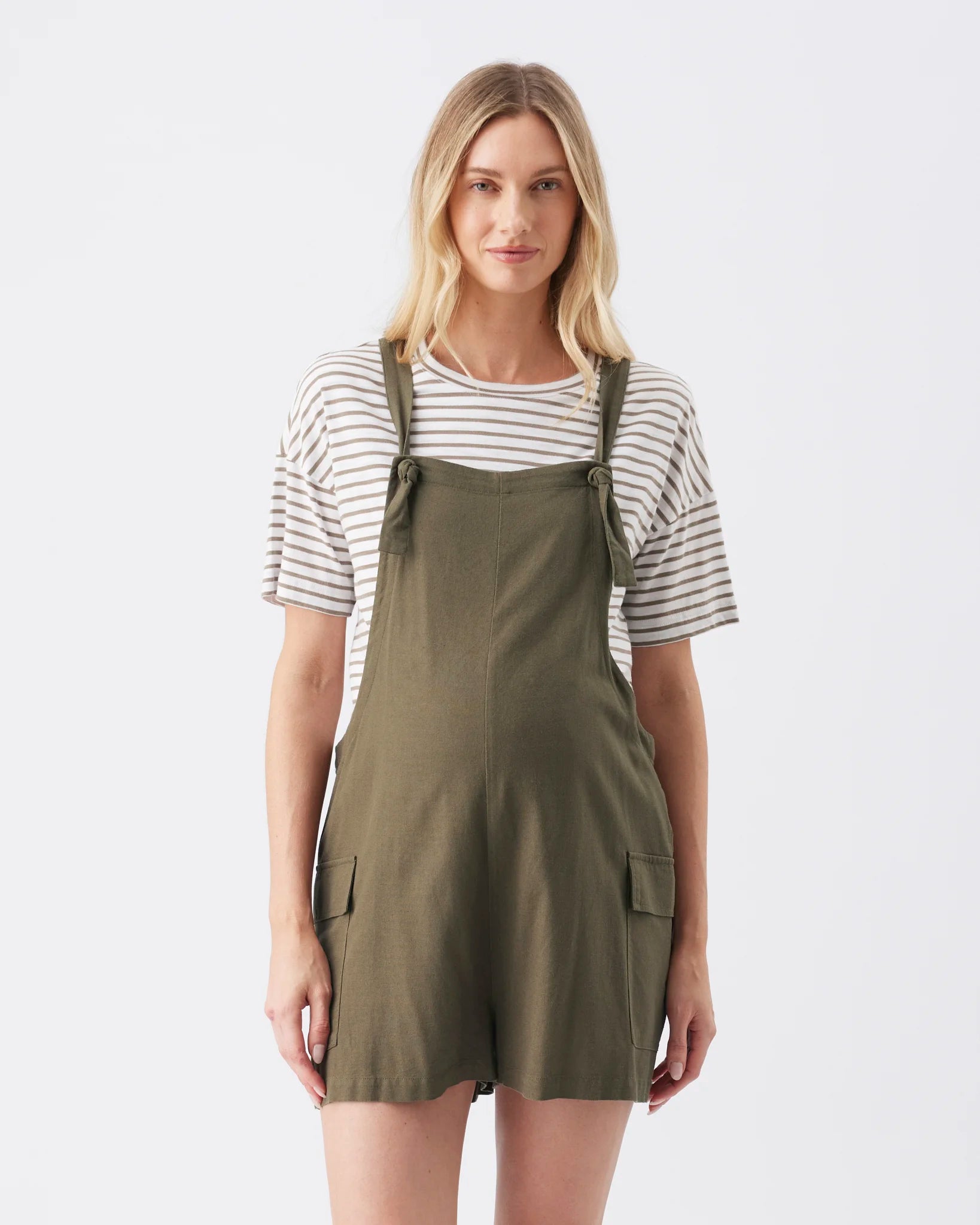 Terry Linen Playsuit Olive