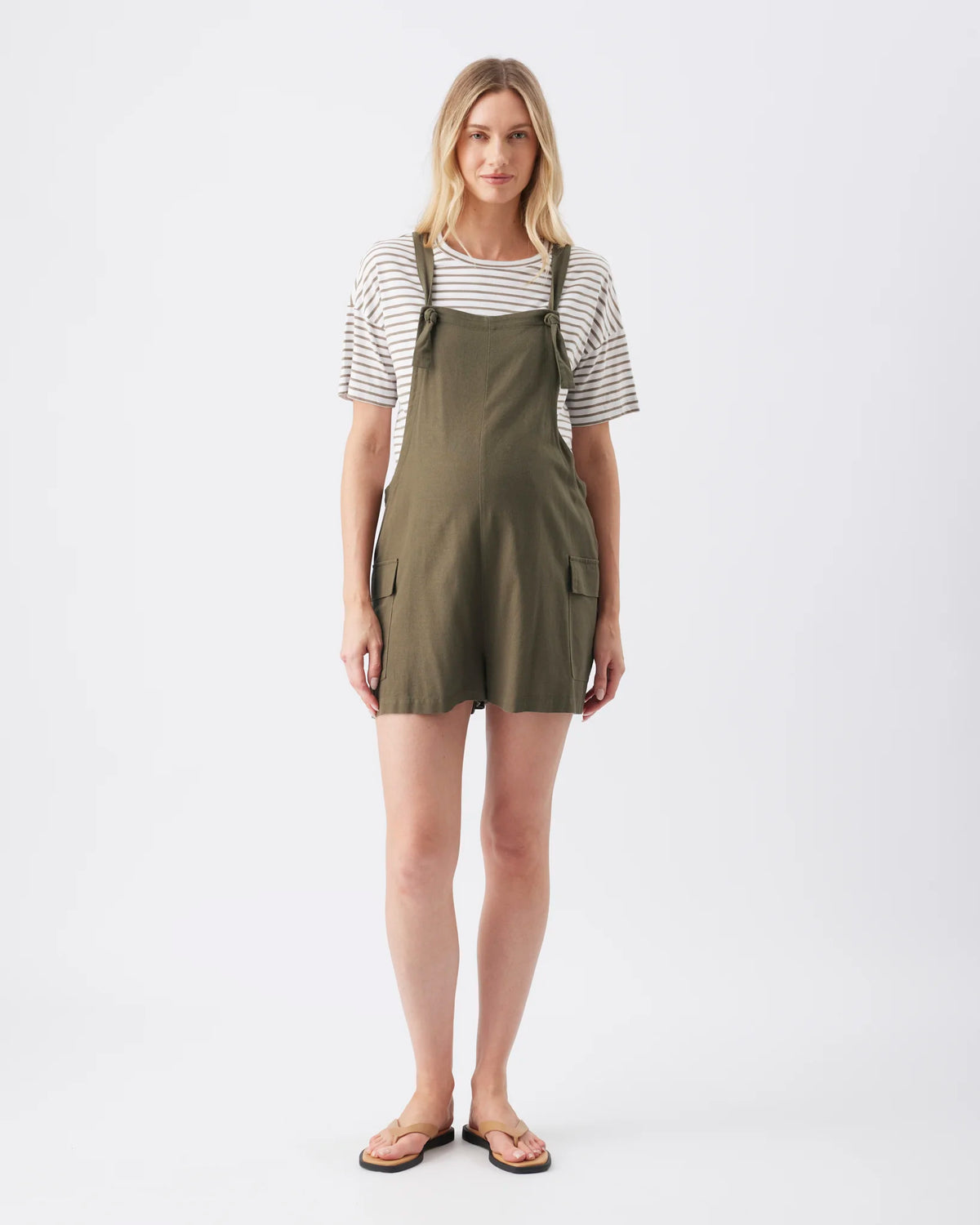 Terry Linen Playsuit Olive