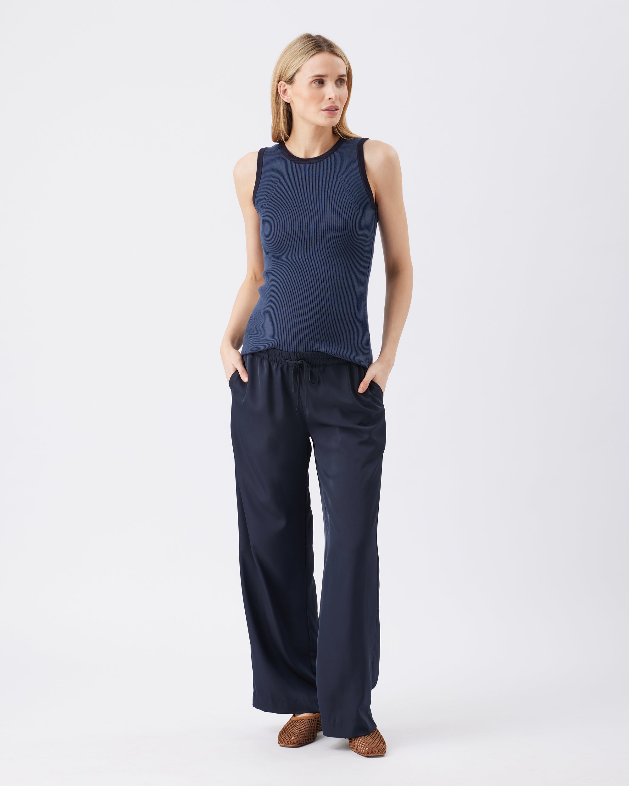 Tamara Satin Pull-On Pant Midnight