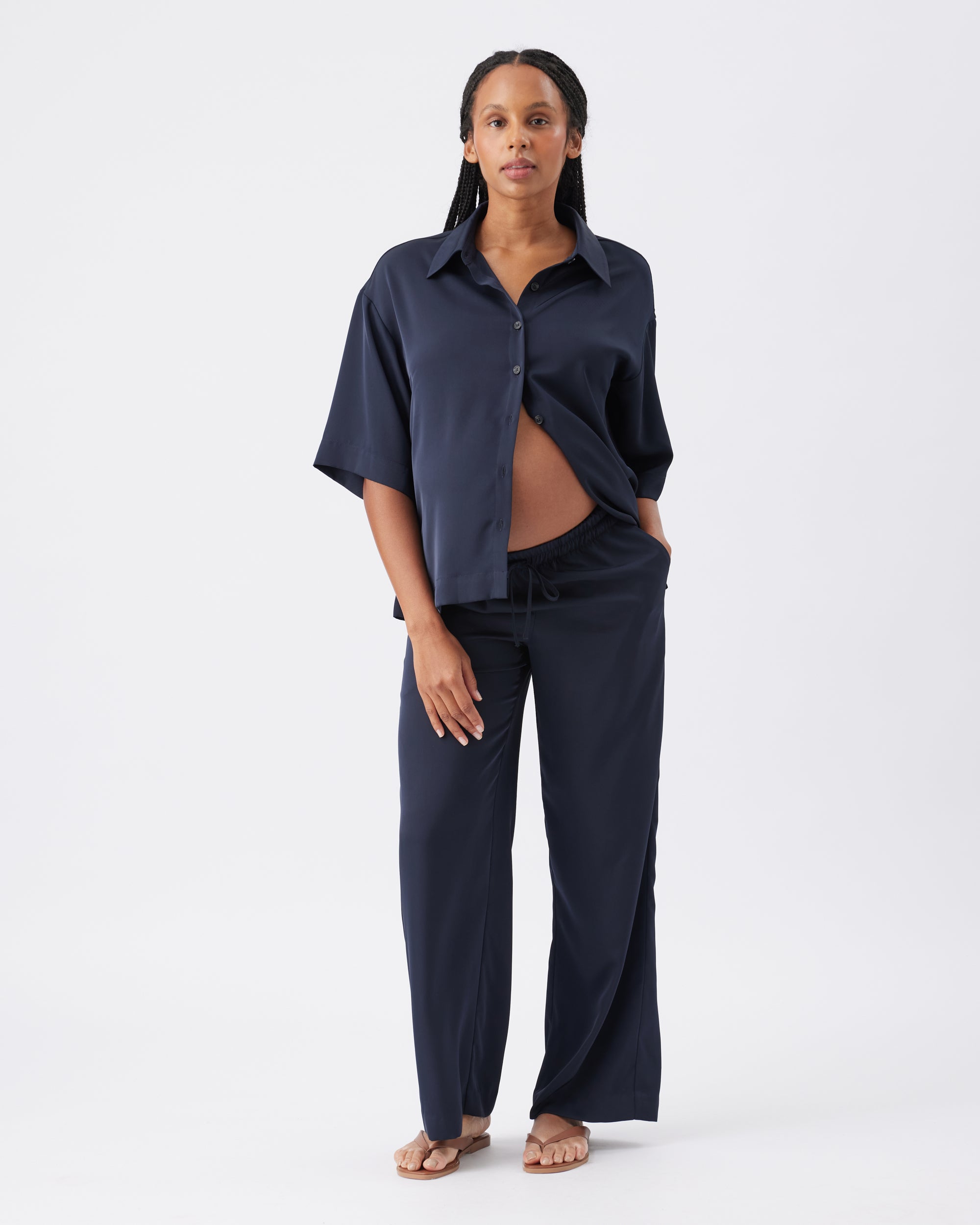 Tamara Satin Pull-On Pant Midnight