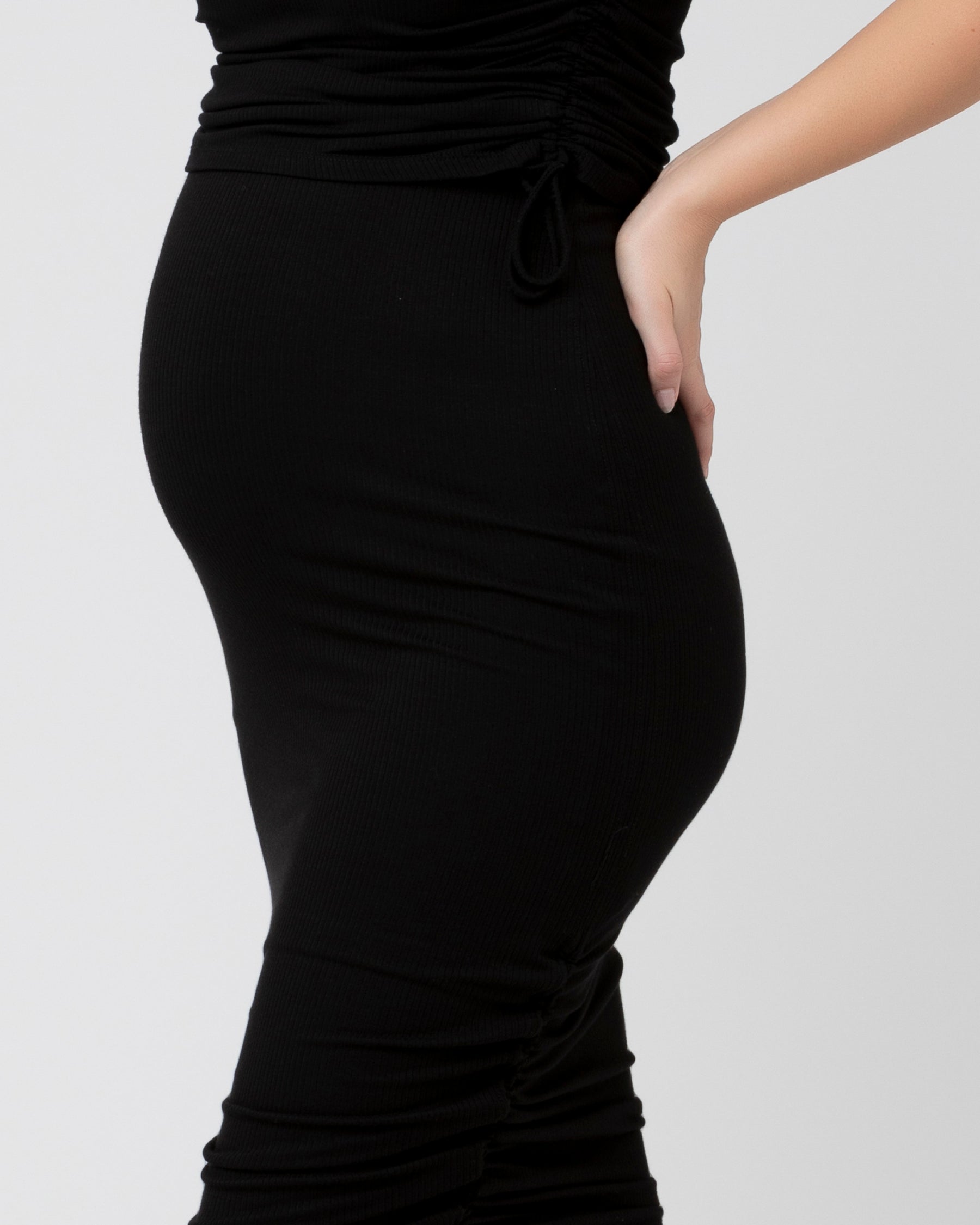 Edie Ruched Rib Skirt Black
