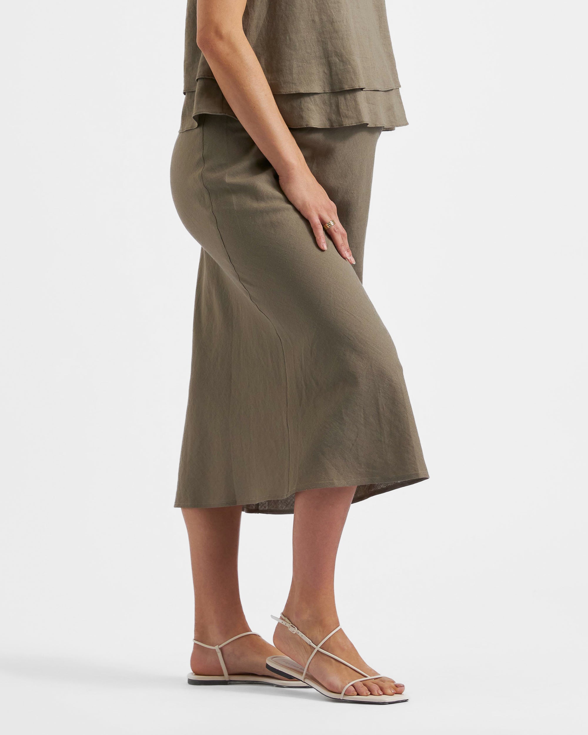 Debbie Linen Skirt Olive