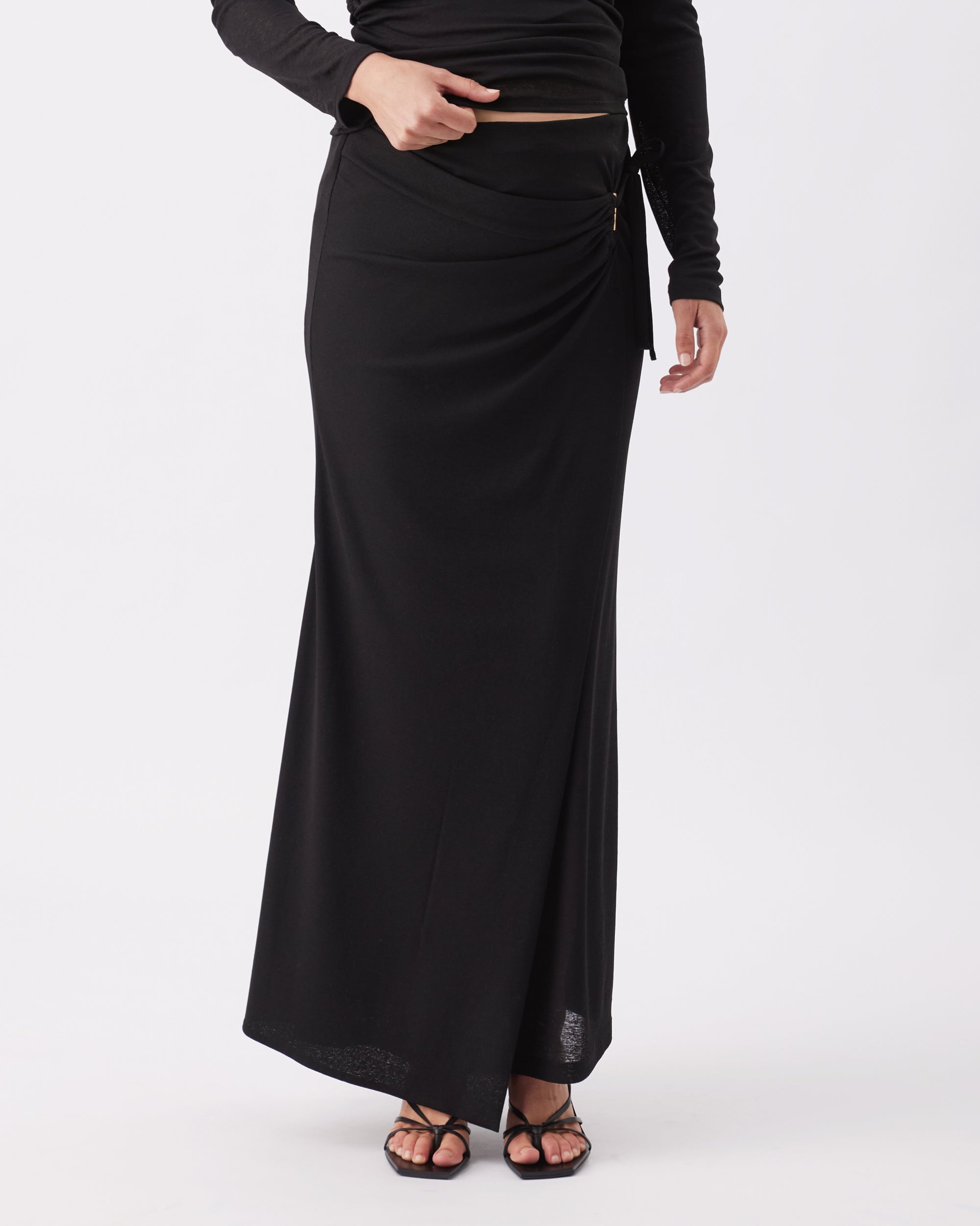Rhi Mock Wrap Skirt Black