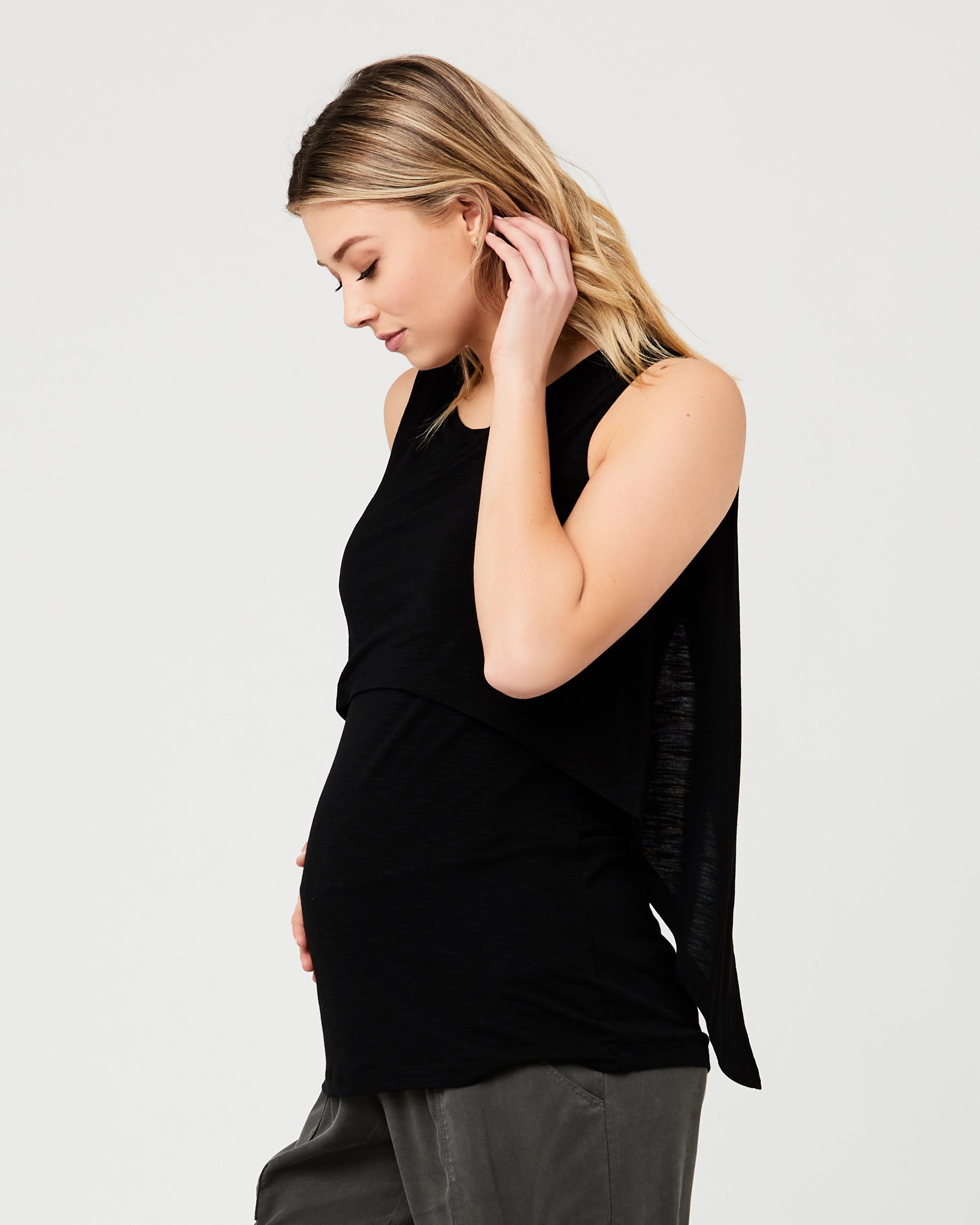 Summer Swing Back Nursing Tank Black