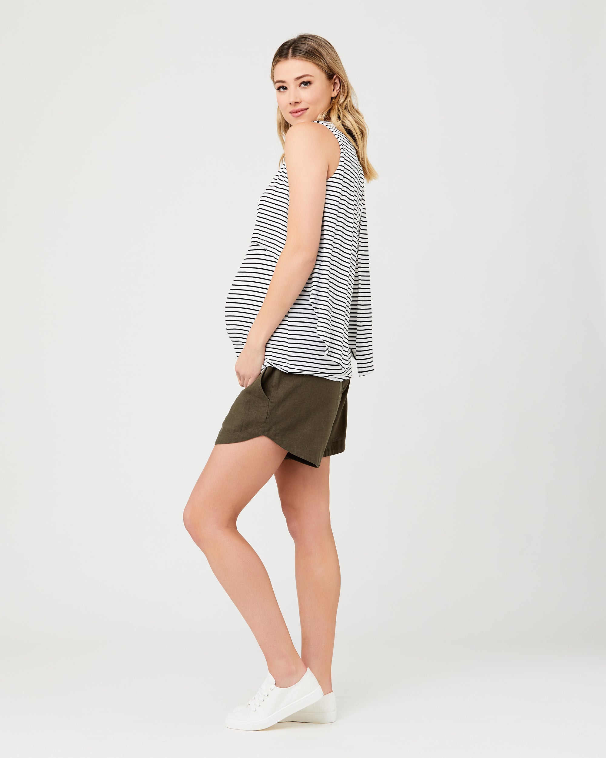 Stripe Swing Back Nursing Tank White / Black