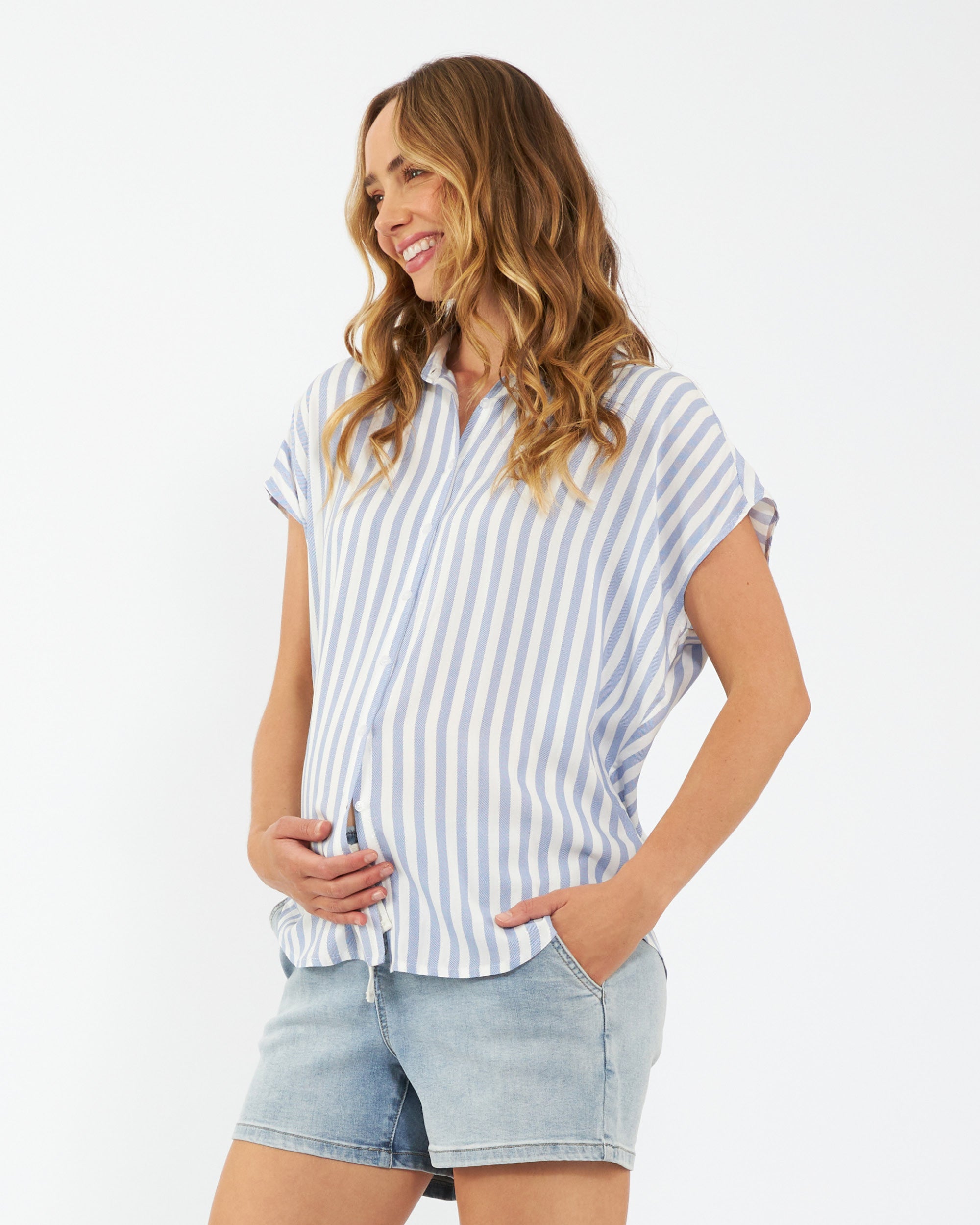 Quinn Relaxed Shirt Blue / White