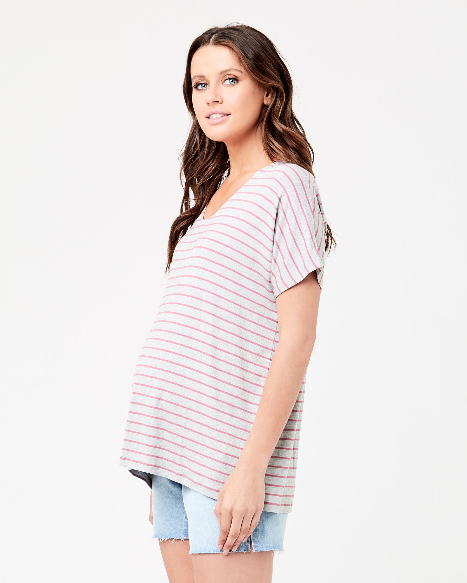Harper Relaxed Tee Silver Marle / Rose