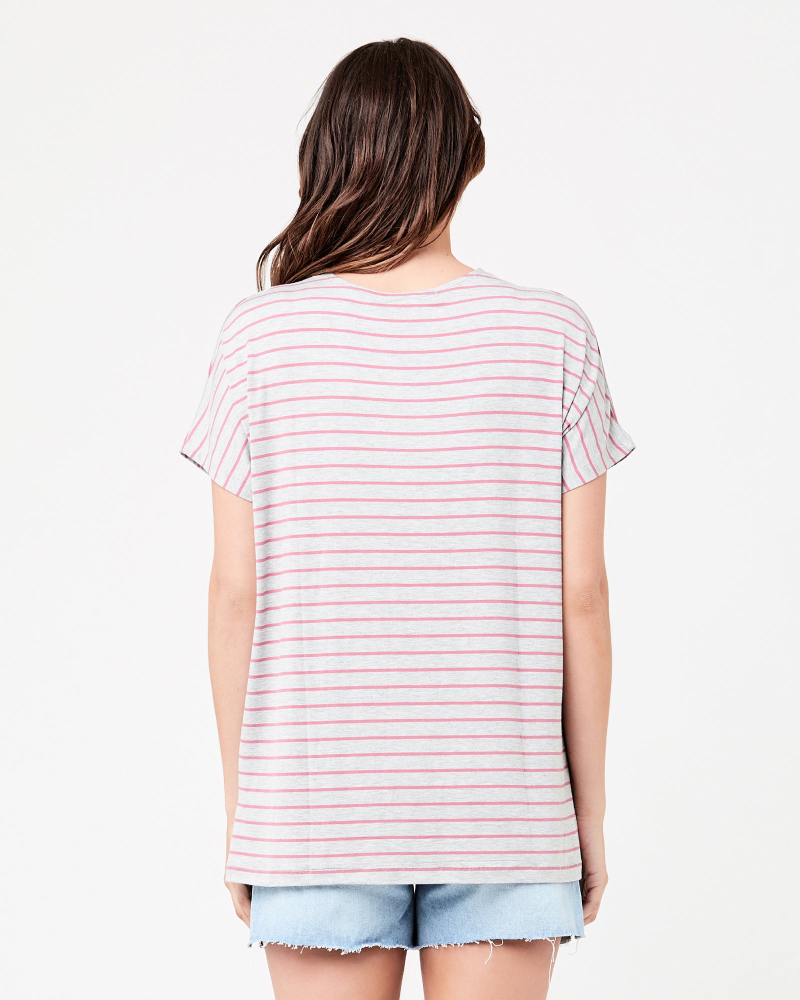 Harper Relaxed Tee Silver Marle / Rose