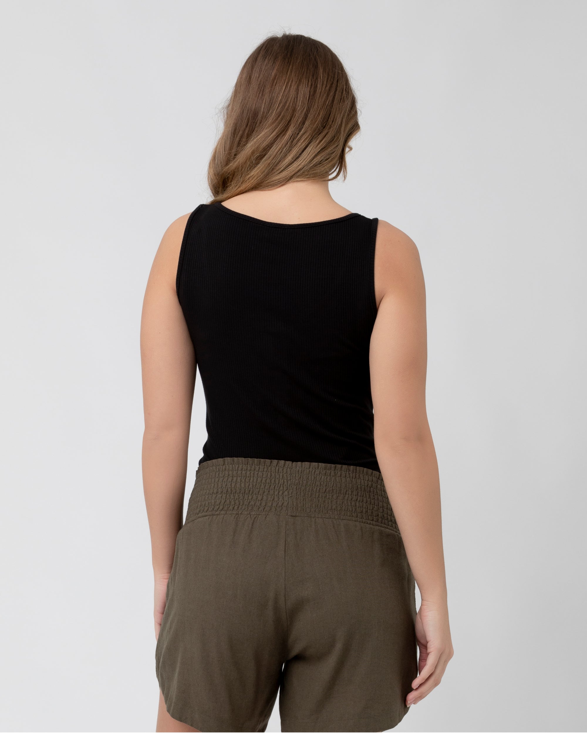 Izzy Button Down Rib Tank Black
