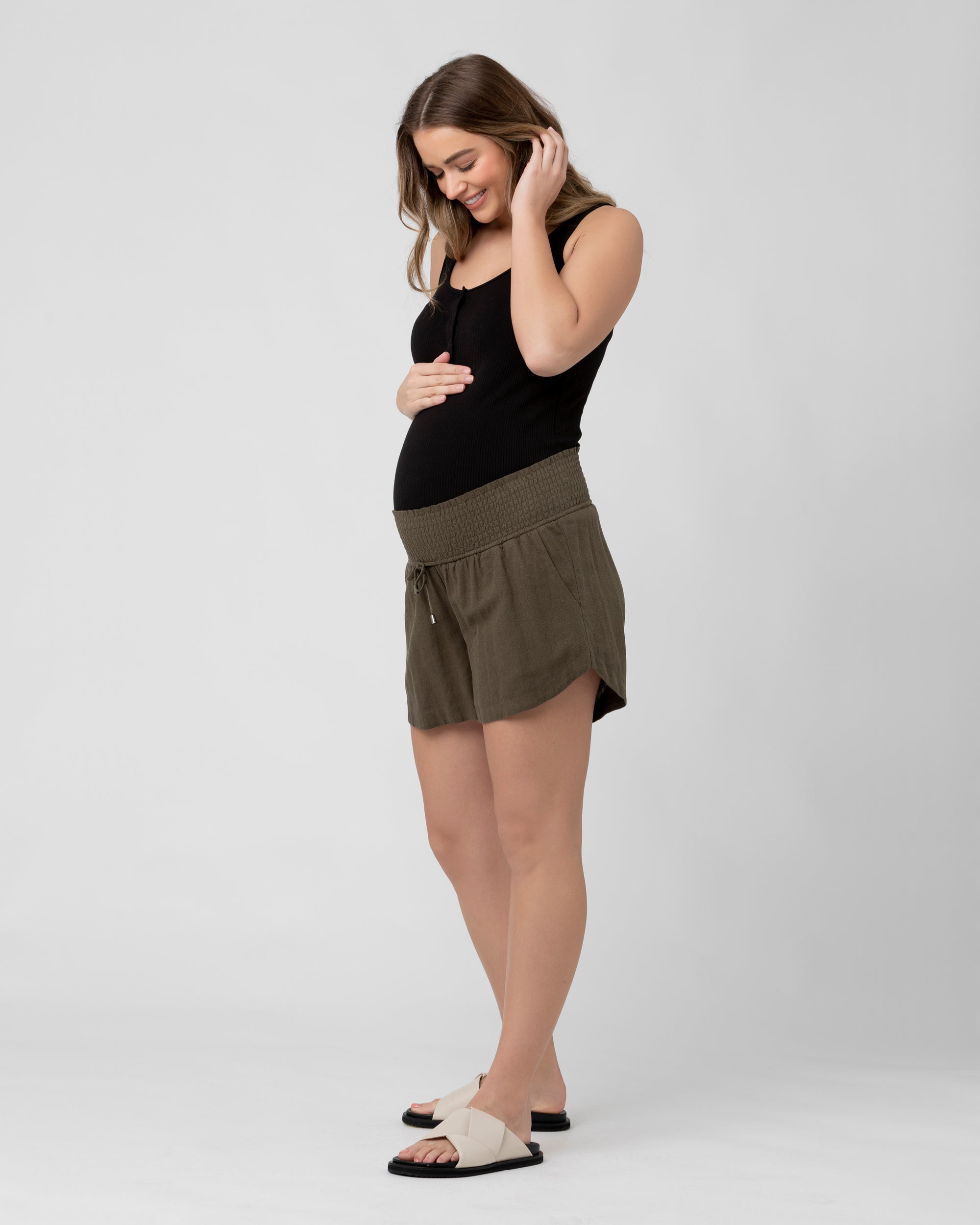 Izzy Button Down Rib Tank Black