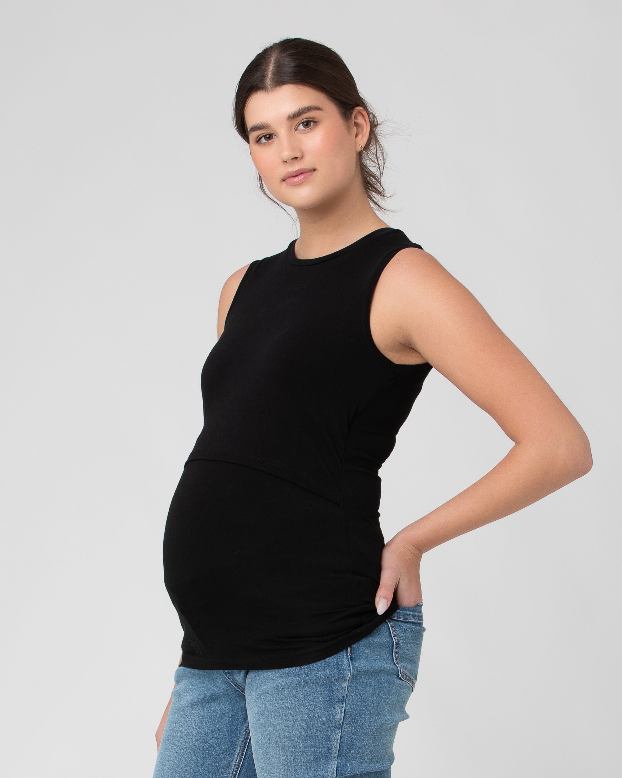 Organic Cotton Nursing Tank Black