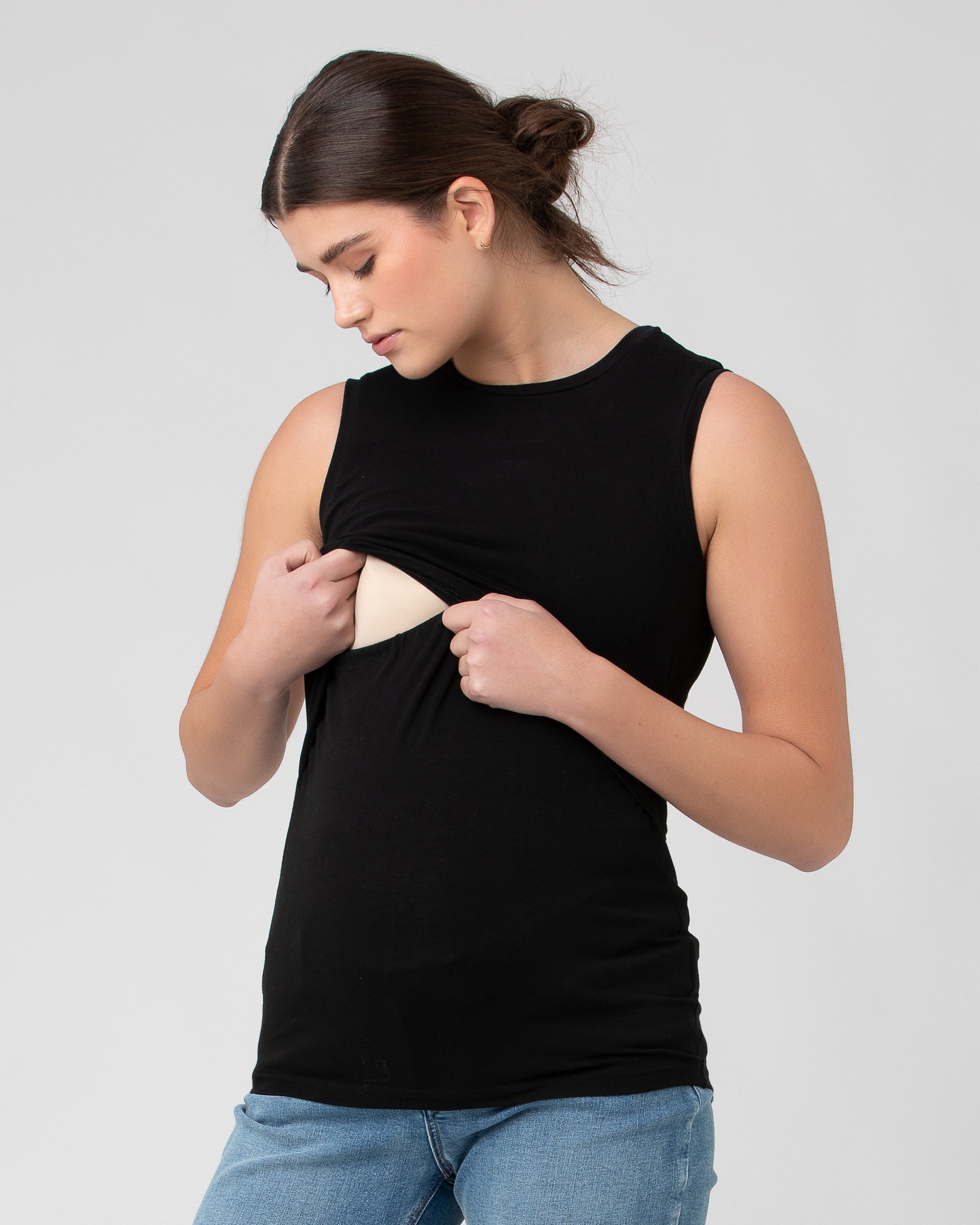 Organic Cotton Nursing Tank Black