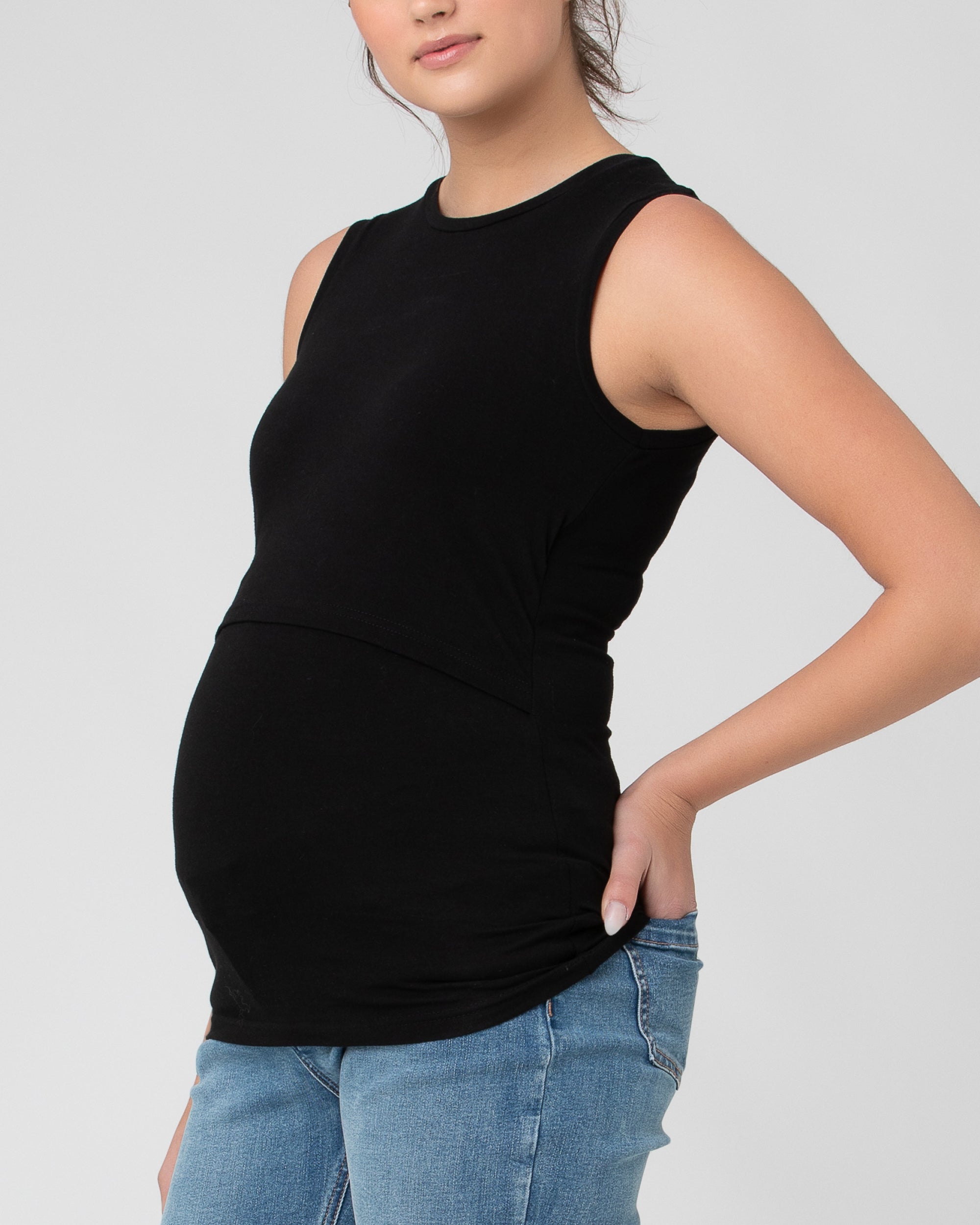 Organic Cotton Nursing Tank Black