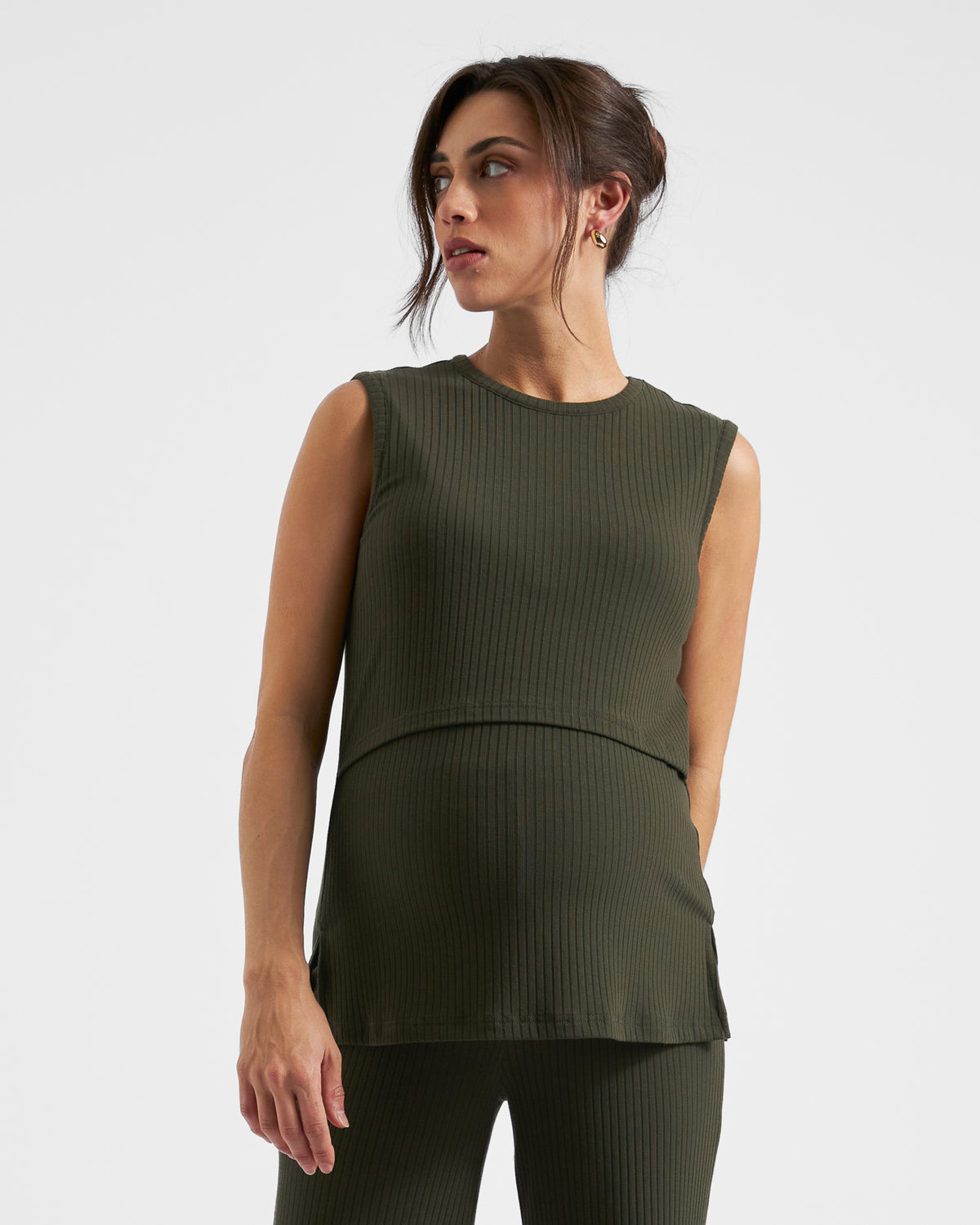 Peter Rib Nursing Tank Khaki