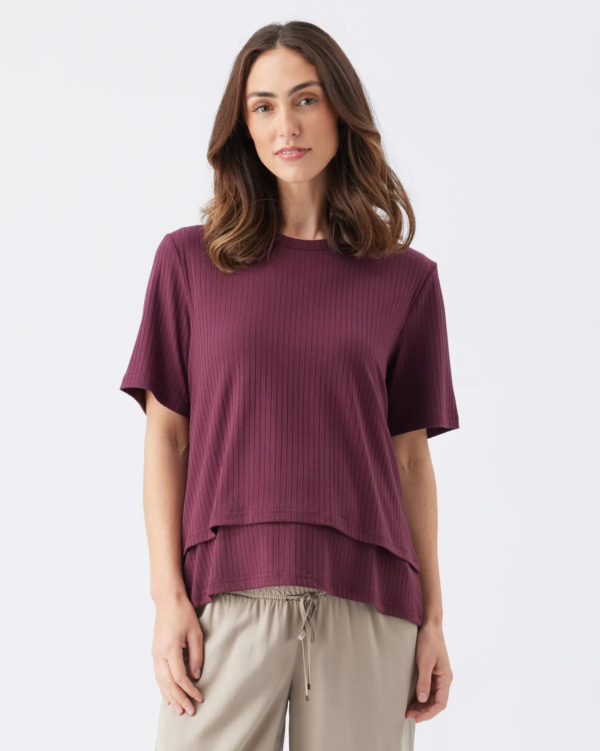 Mike Rib Nursing Top Maroon