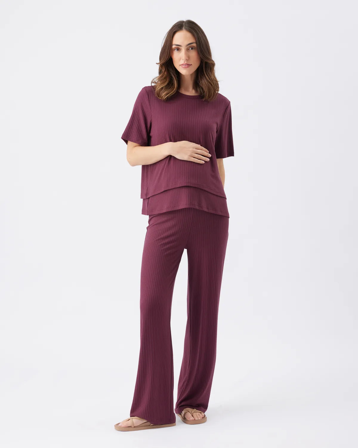 Mike Rib Nursing Top Maroon