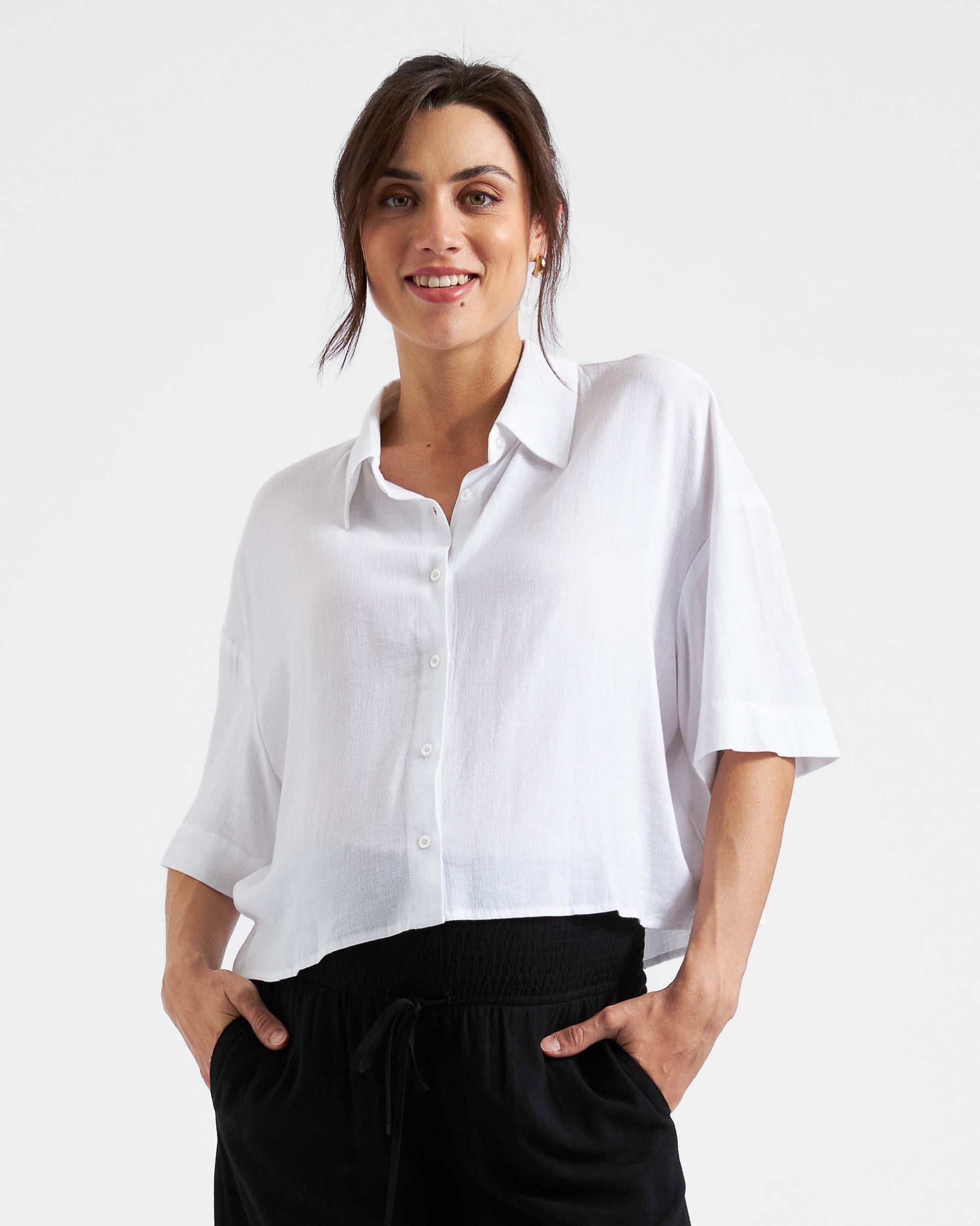 crop dress shirt Cropped Dress Shirt
