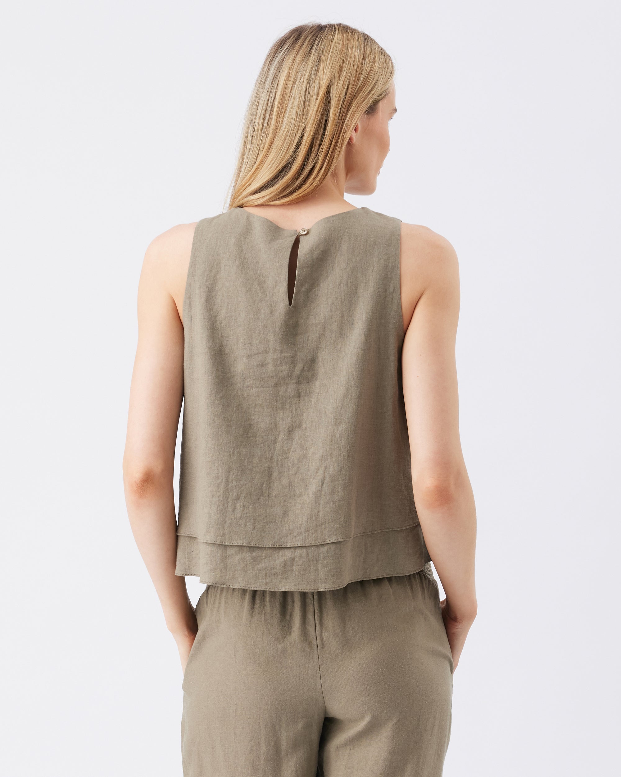 Peyton Linen Nursing Top Olive