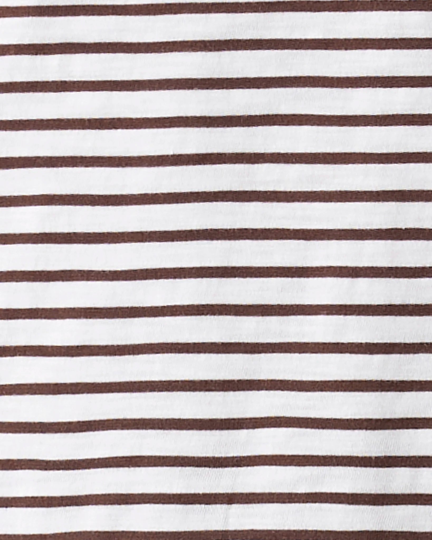 A close-up of a striped fabric pattern with alternating horizontal brown and white stripes.