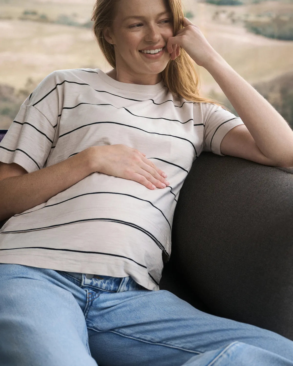Claudette Nursing Tee Ecru / Black