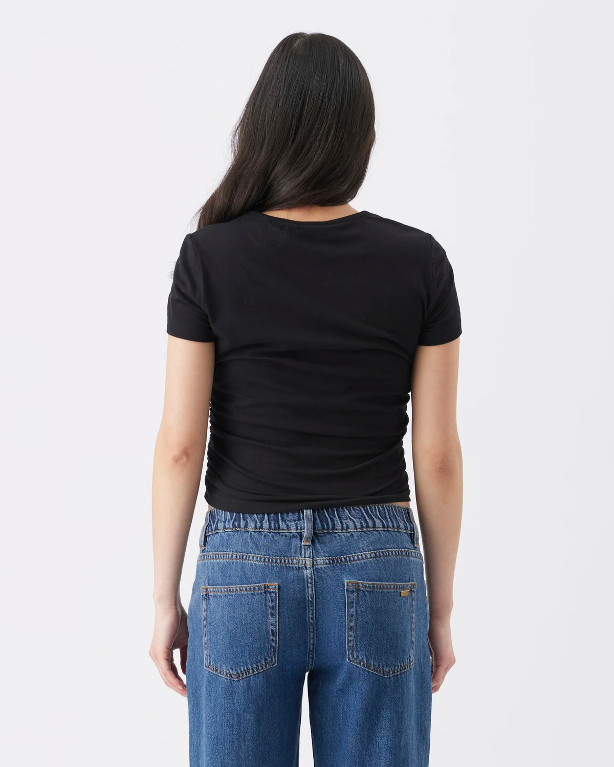 Organic Cotton Ruched Tee Black