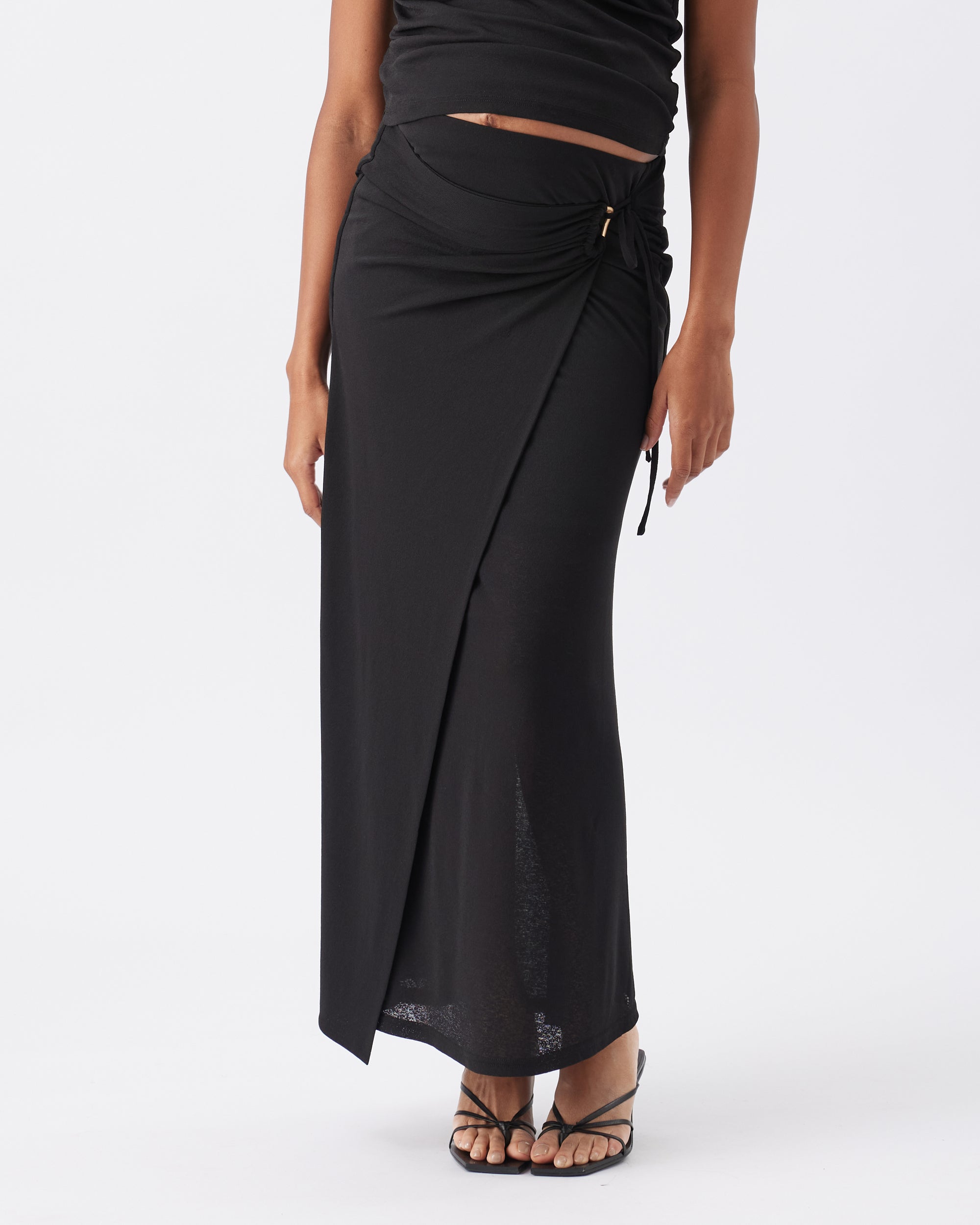 Rhi Mock Wrap Skirt Black
