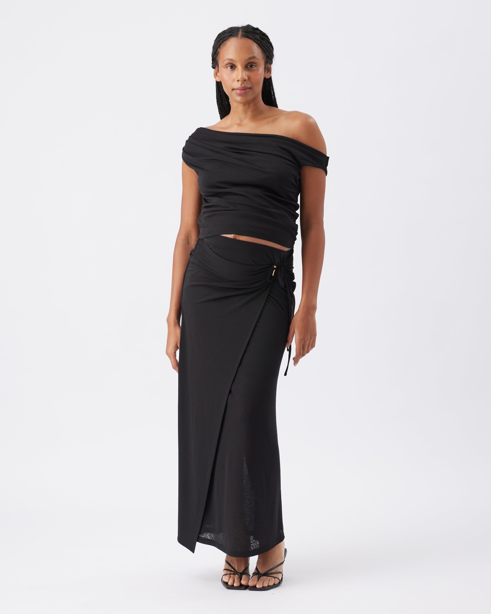 Rhi Mock Wrap Skirt Black