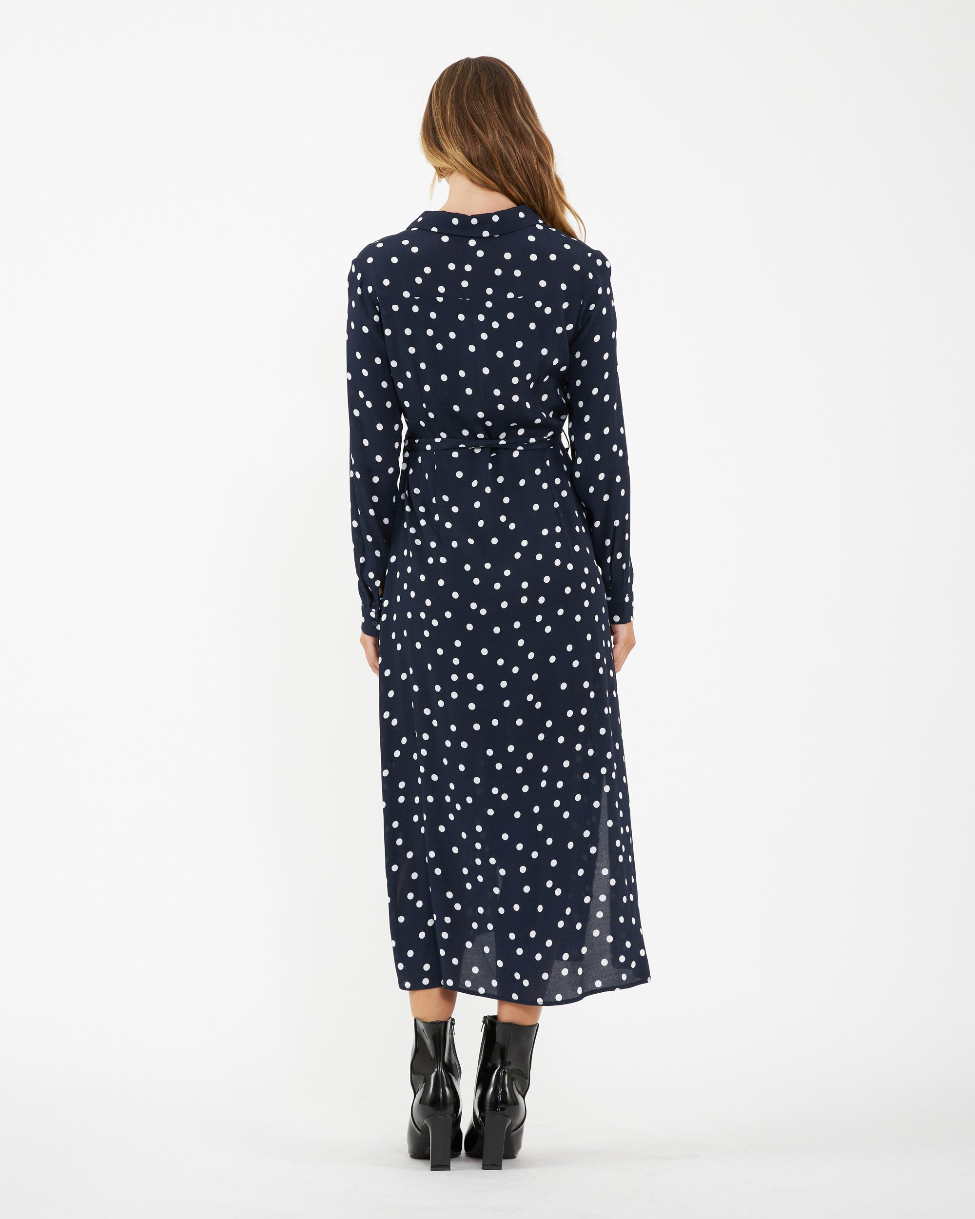 Spot Shirt Dress  Navy / White