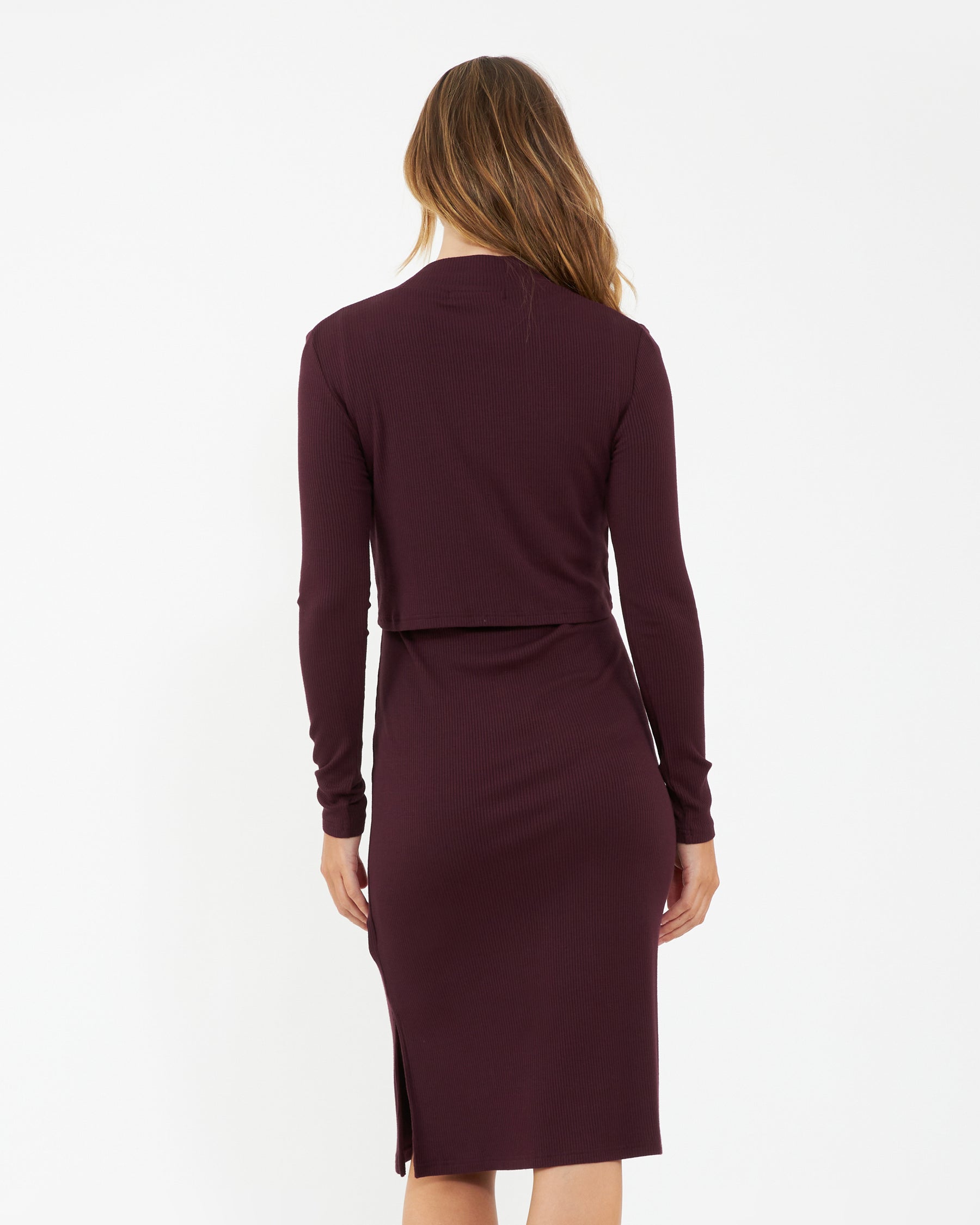 Ruby Rib Nursing Dress Maroon
