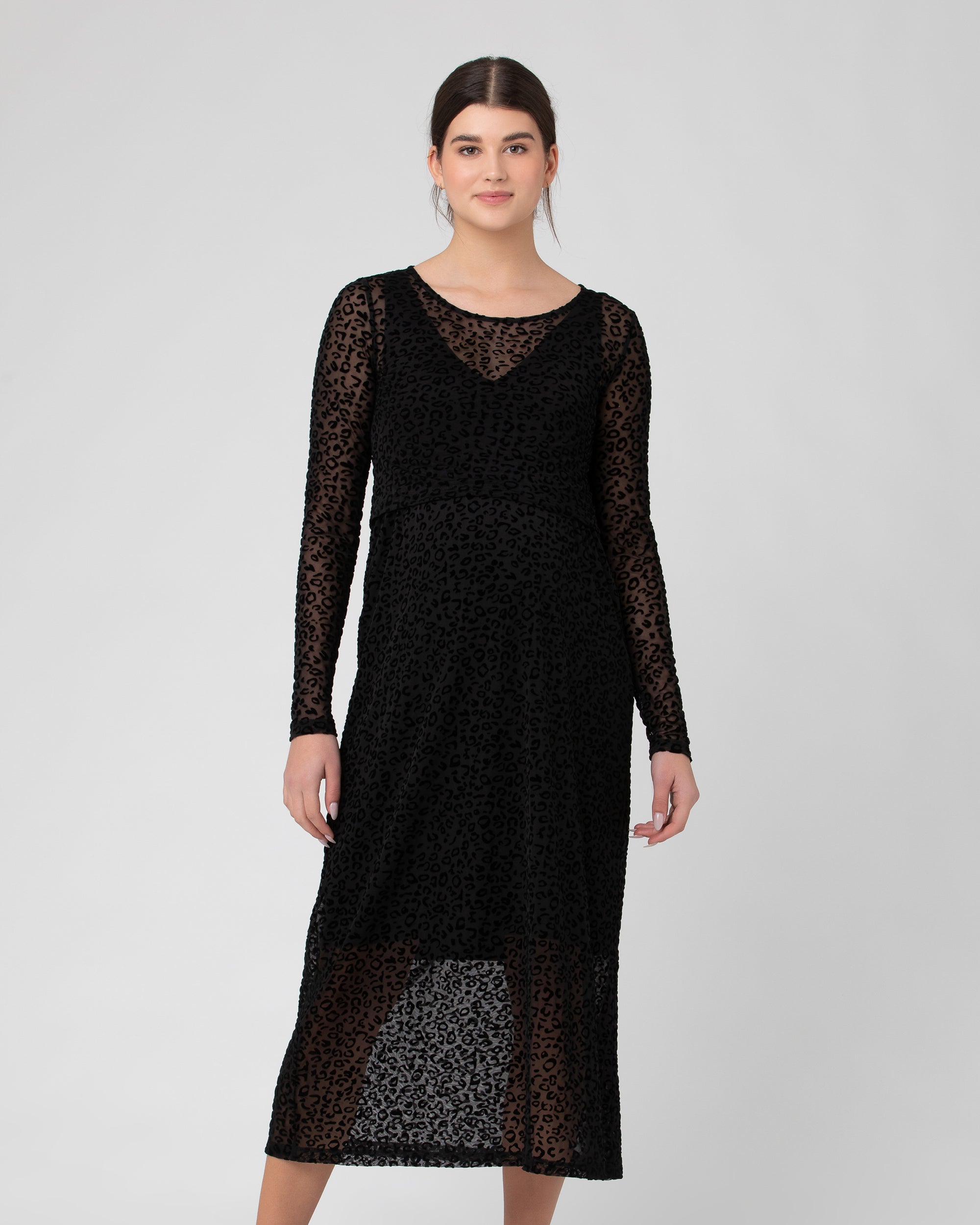 leo mesh dress Leo Flocked Nursing Dress